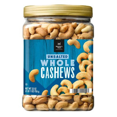 Member's Mark Unsalted Whole Cashews (33 oz.) - [From 58.00 - Choose pk Qty ] - *Ships from Miami