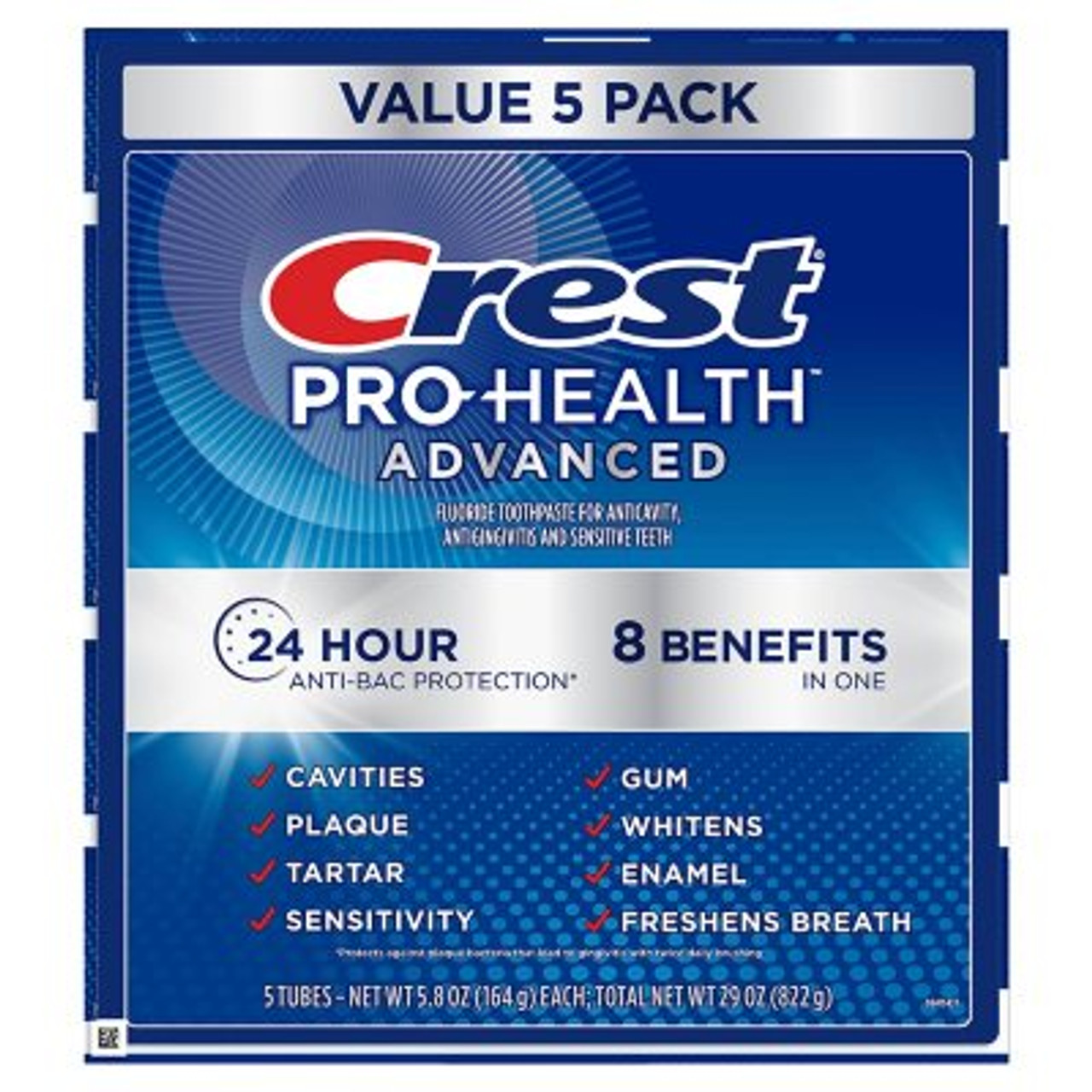 Crest Pro-Health Toothpaste, Advanced White for Teeth Whitening (5.8 oz., 5 pk.) - [From 57.00 - Choose pk Qty ] - *Ships from Miami
