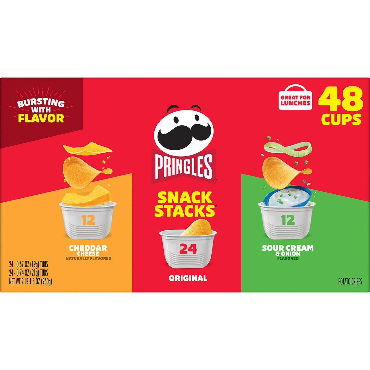 Pringles Potato Crisps Chips, Variety Pack, Snacks Stacks (33.8 oz. box, 48 ct.) - [From 91.00 - Choose pk Qty ] - *Ships from Miami