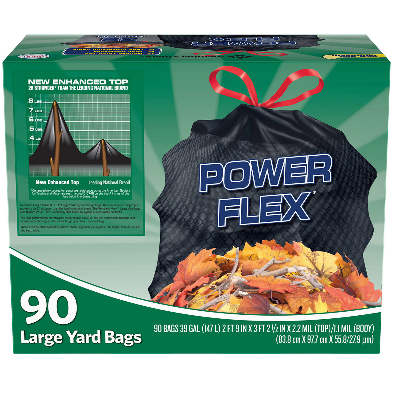 Member's Mark 39 Gallon Power-Guard Drawstring Yard Trash Bags (90 ct.) - [From 93.00 - Choose pk Qty ] - *Ships from Miami