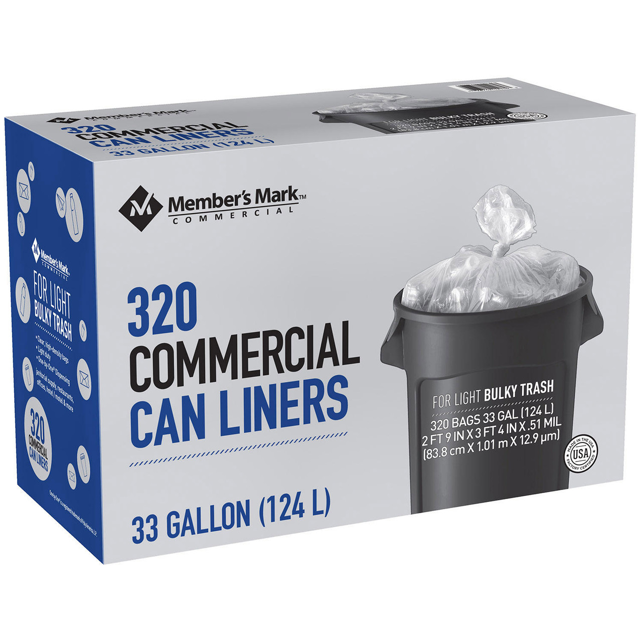 Member's Mark 33 Gallon Commercial Trash Bags (16 rolls of 20 ct., total 320 ct.) - [From 119.00 - Choose pk Qty ] - *Ships from Miami
