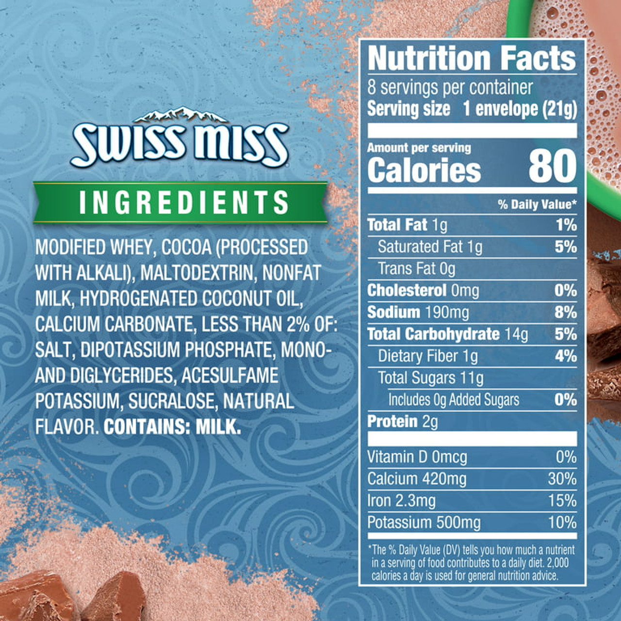 Swiss Miss No Sugar Added Milk Chocolate Flavored Hot Cocoa Mix, 8 Count - [From 15.00 - Choose pk Qty ] - *Ships from Miami
