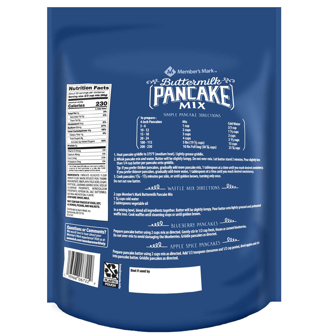 Member's Mark Buttermilk Pancake Mix (10 lbs.) - [From 36.00 - Choose pk Qty ] - *Ships from Miami
