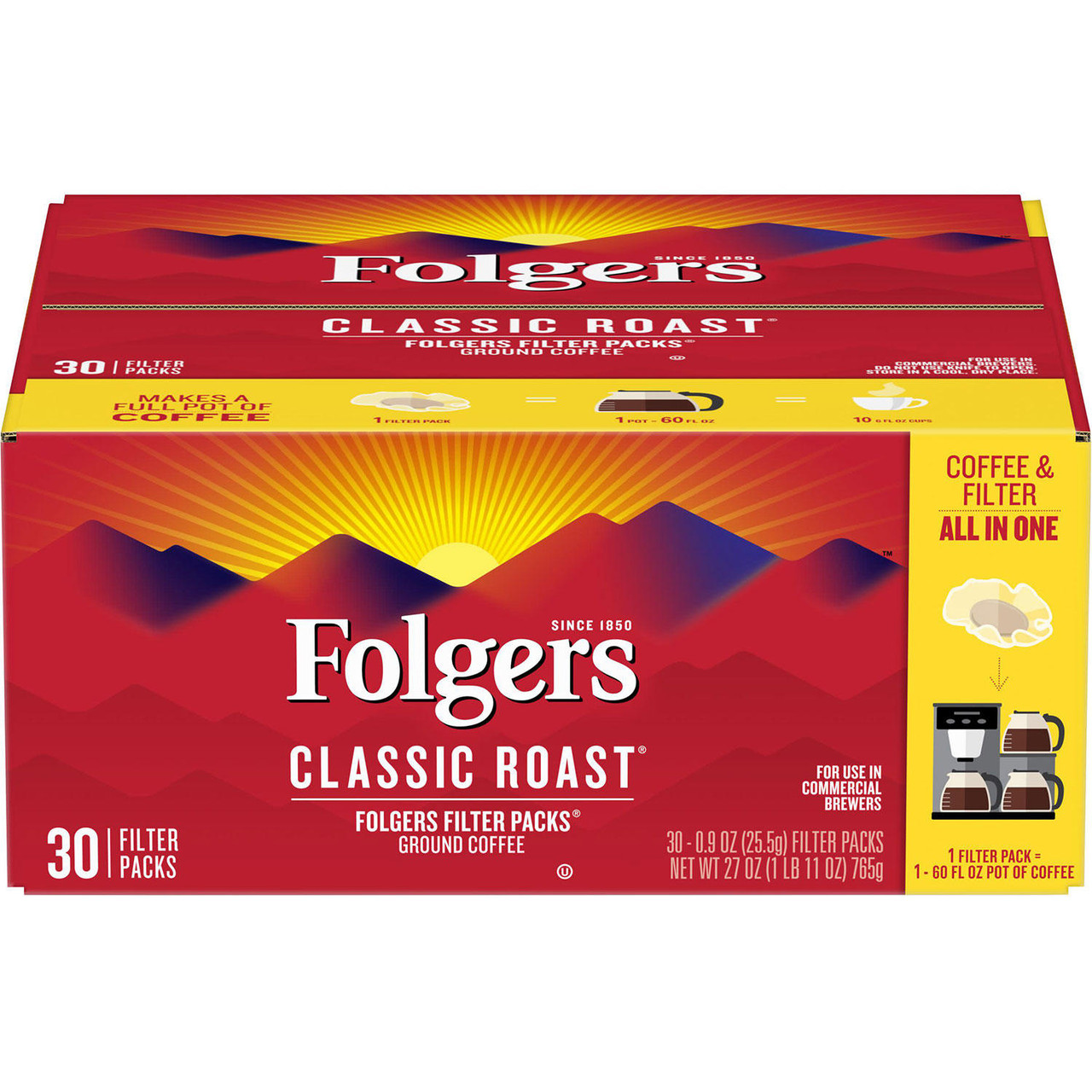 Folgers Filter Packs Coffee, Classic Roast (.9 oz. packs, 30 ct.) - [From 78.00 - Choose pk Qty ] - *Ships from Miami