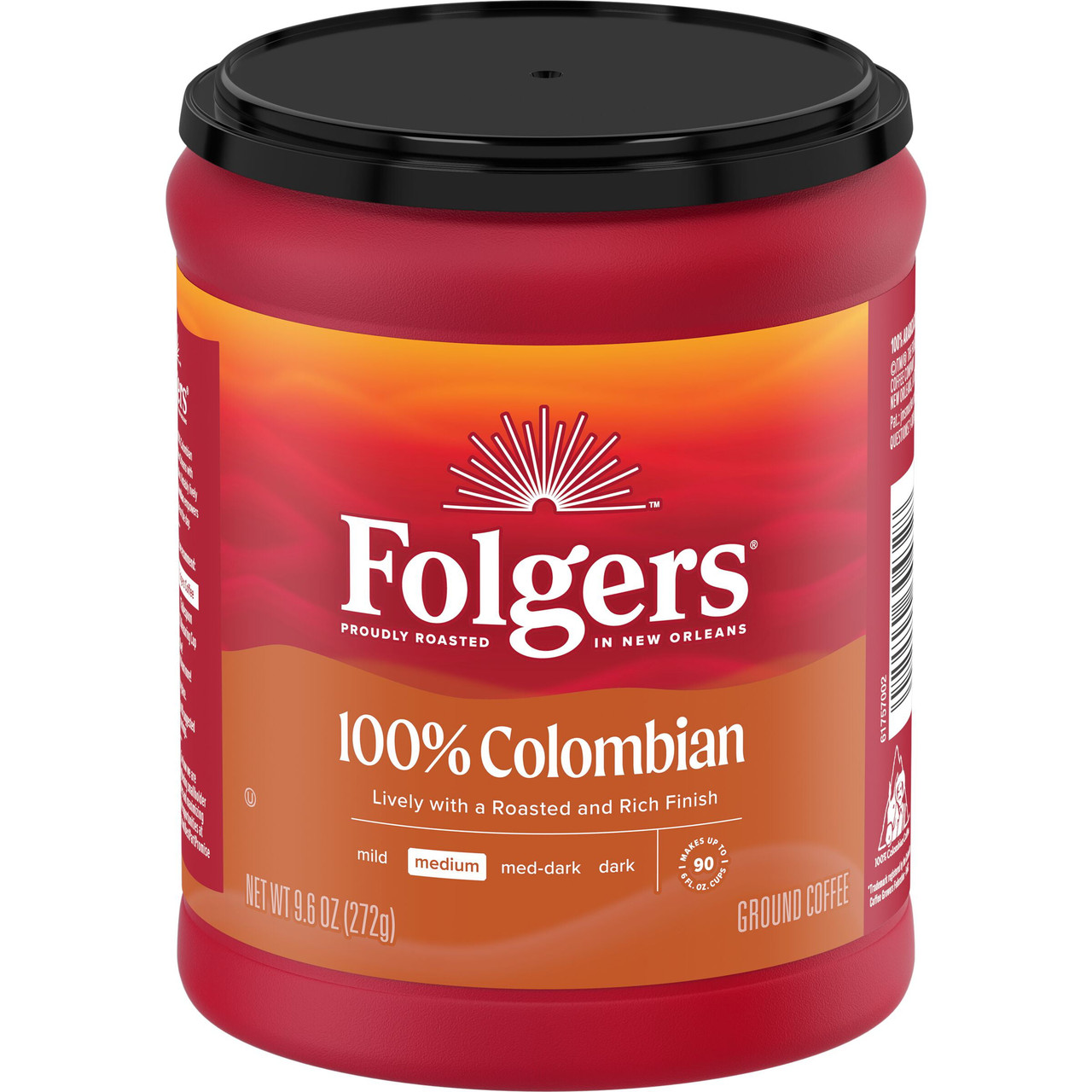 Folgers 100% Colombian Coffee, Medium Roast Ground Coffee, 9.6 Ounce Canister - [From 23.00 - Choose pk Qty ] - *Ships from Miami