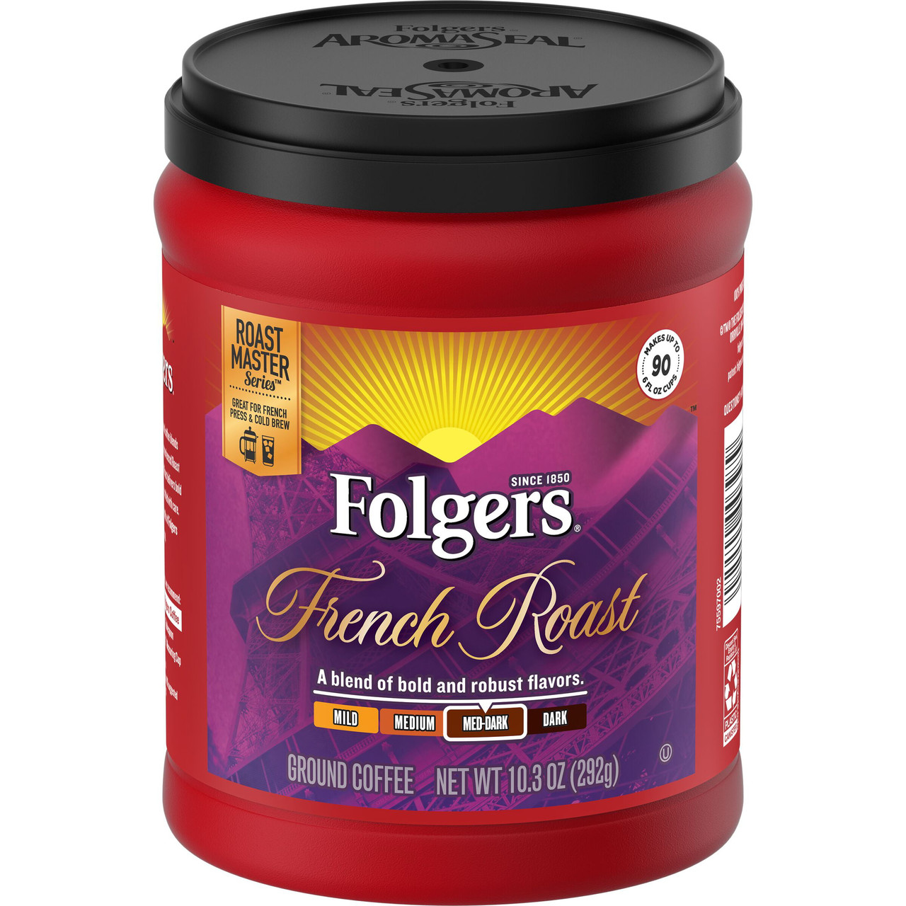 Folgers French Roast Medium-Dark Roast Ground Coffee, 10.3-Ounce Canister - [From 33.00 - Choose pk Qty ] - *Ships from Miami