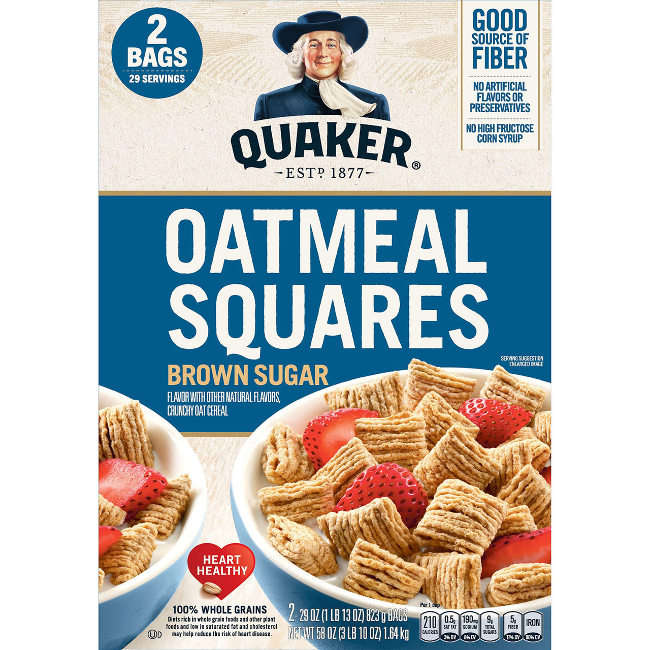 Quaker Oatmeal Squares, Brown Sugar (29 oz., 2 pk.) - *Pre-Order