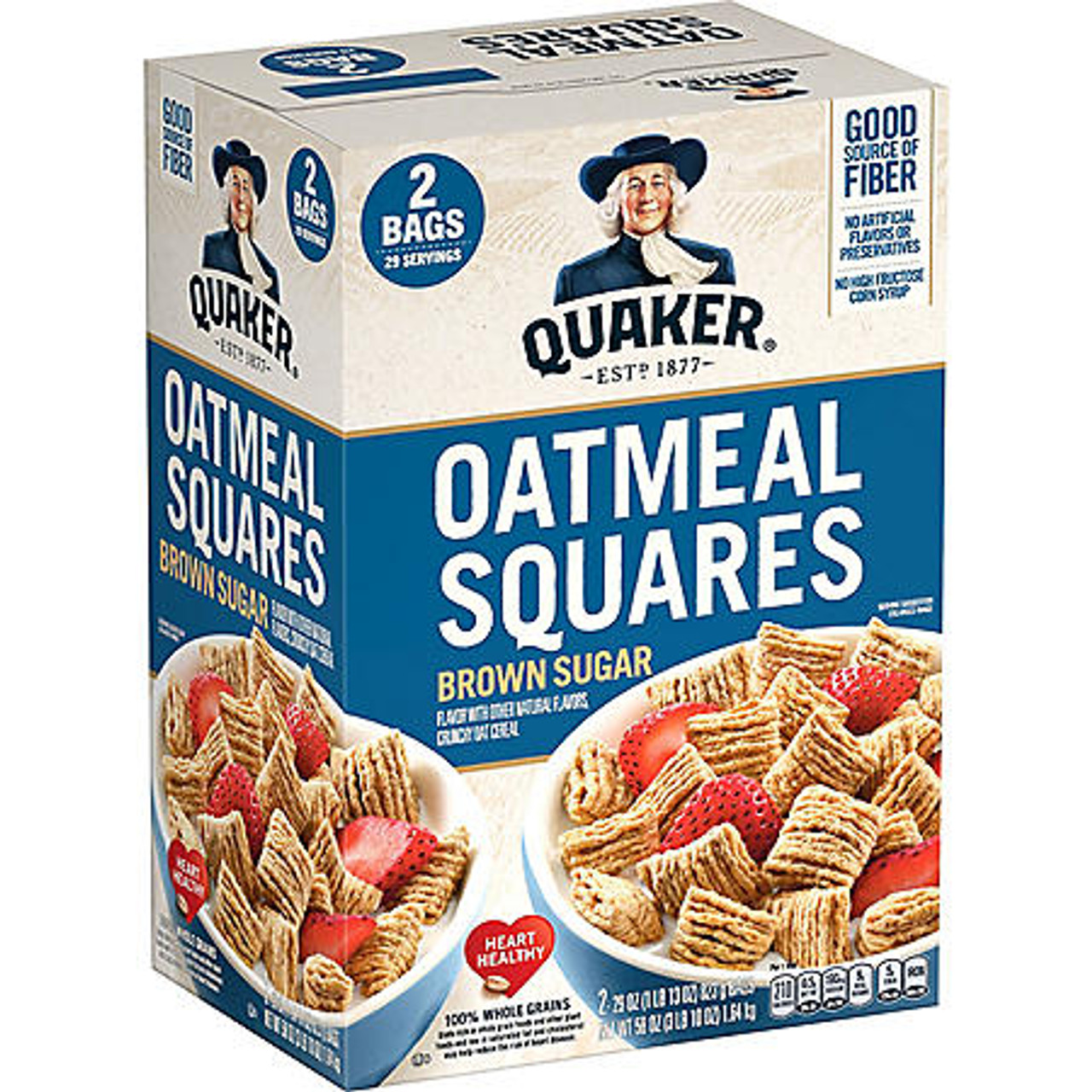 Quaker Oatmeal Squares, Brown Sugar (29 oz., 2 pk.) - [From 45.00 - Choose pk Qty ] - *Ships from Miami