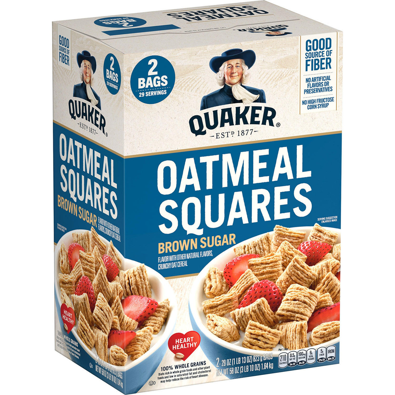 Quaker Oatmeal Squares, Brown Sugar (29 oz., 2 pk.) - [From 45.00 - Choose pk Qty ] - *Ships from Miami