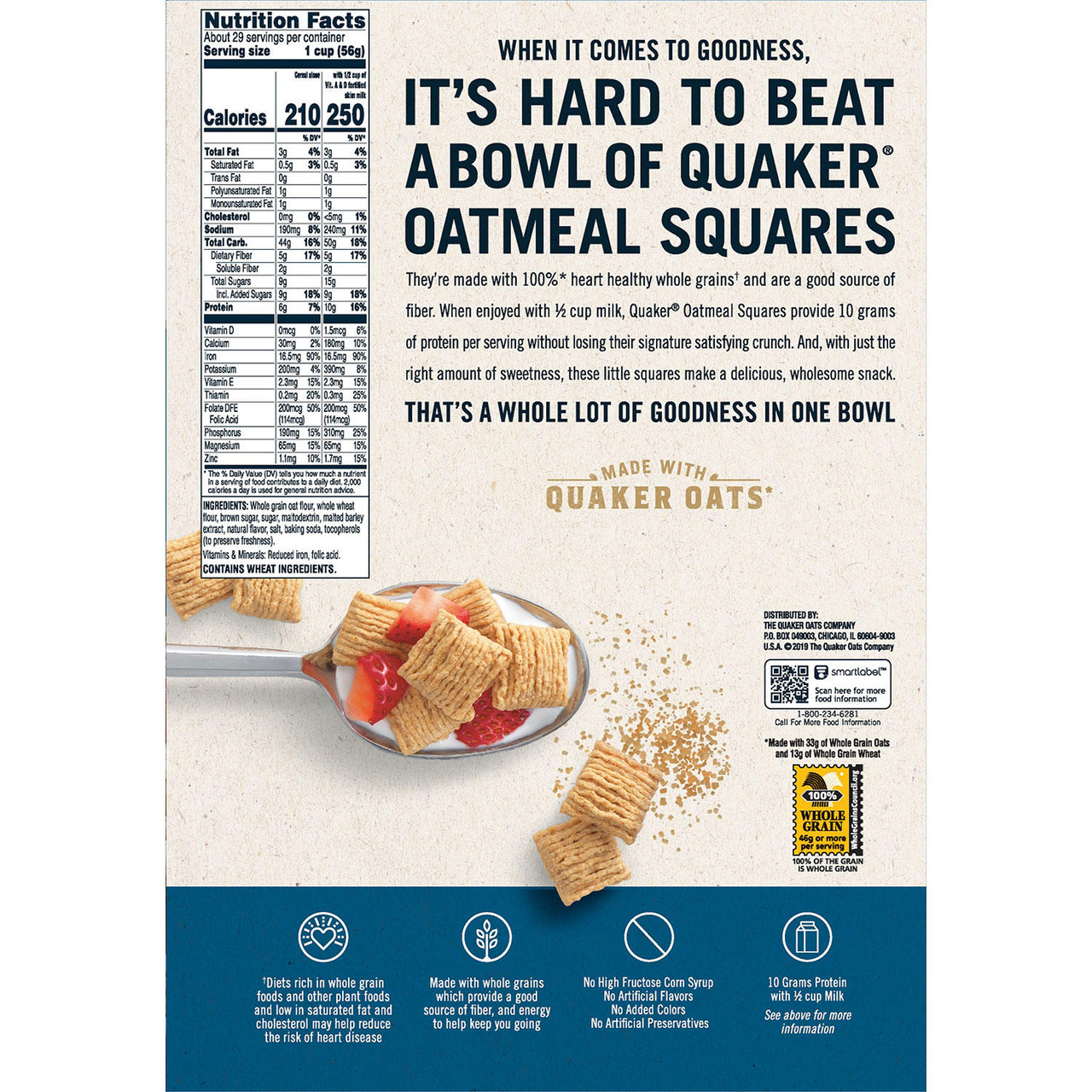 Quaker Oatmeal Squares, Brown Sugar (29 oz., 2 pk.) - [From 45.00 - Choose pk Qty ] - *Ships from Miami