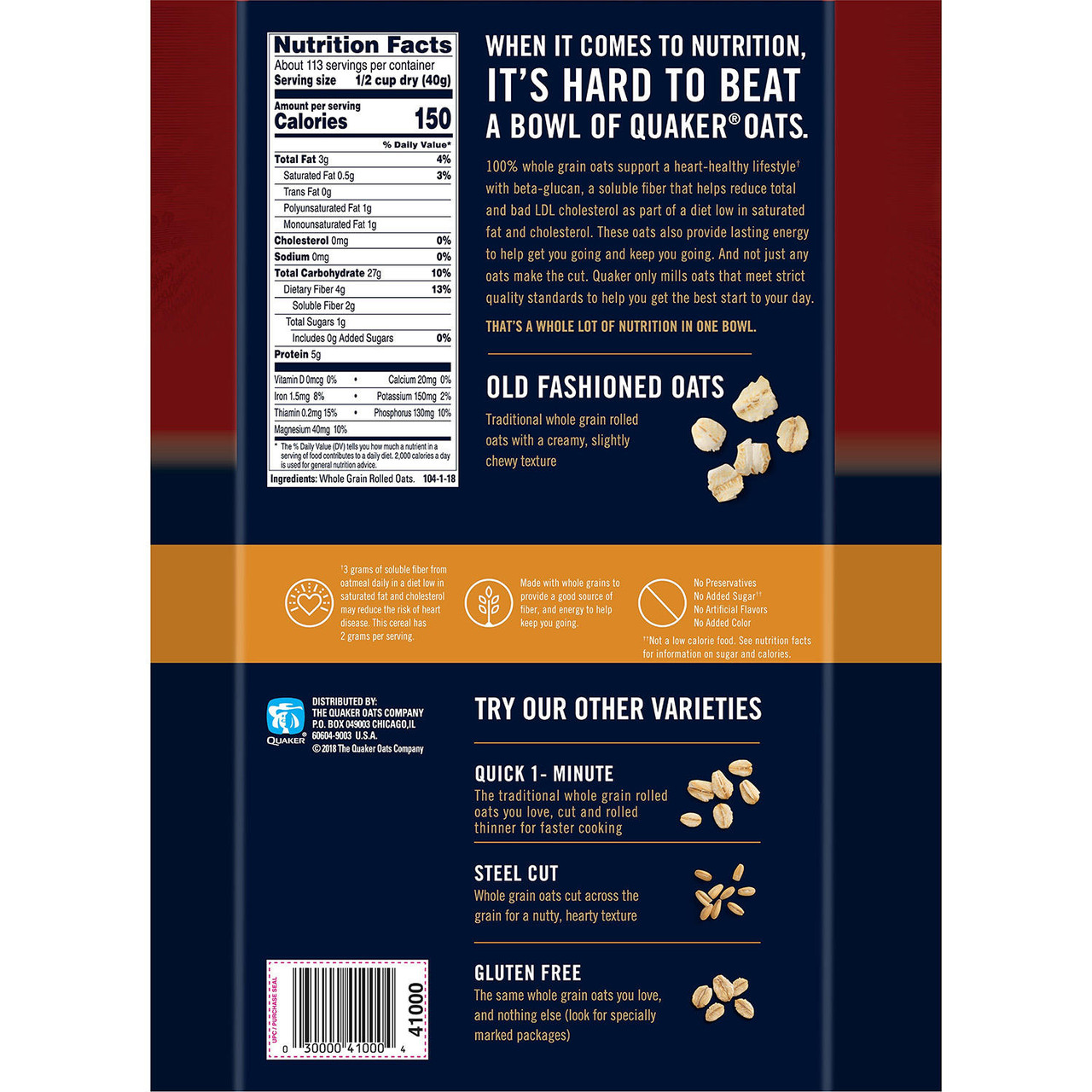 Quaker Old Fashioned Oats (5 lb., 2 pk.) - [From 46.00 - Choose pk Qty ] - *Ships from Miami