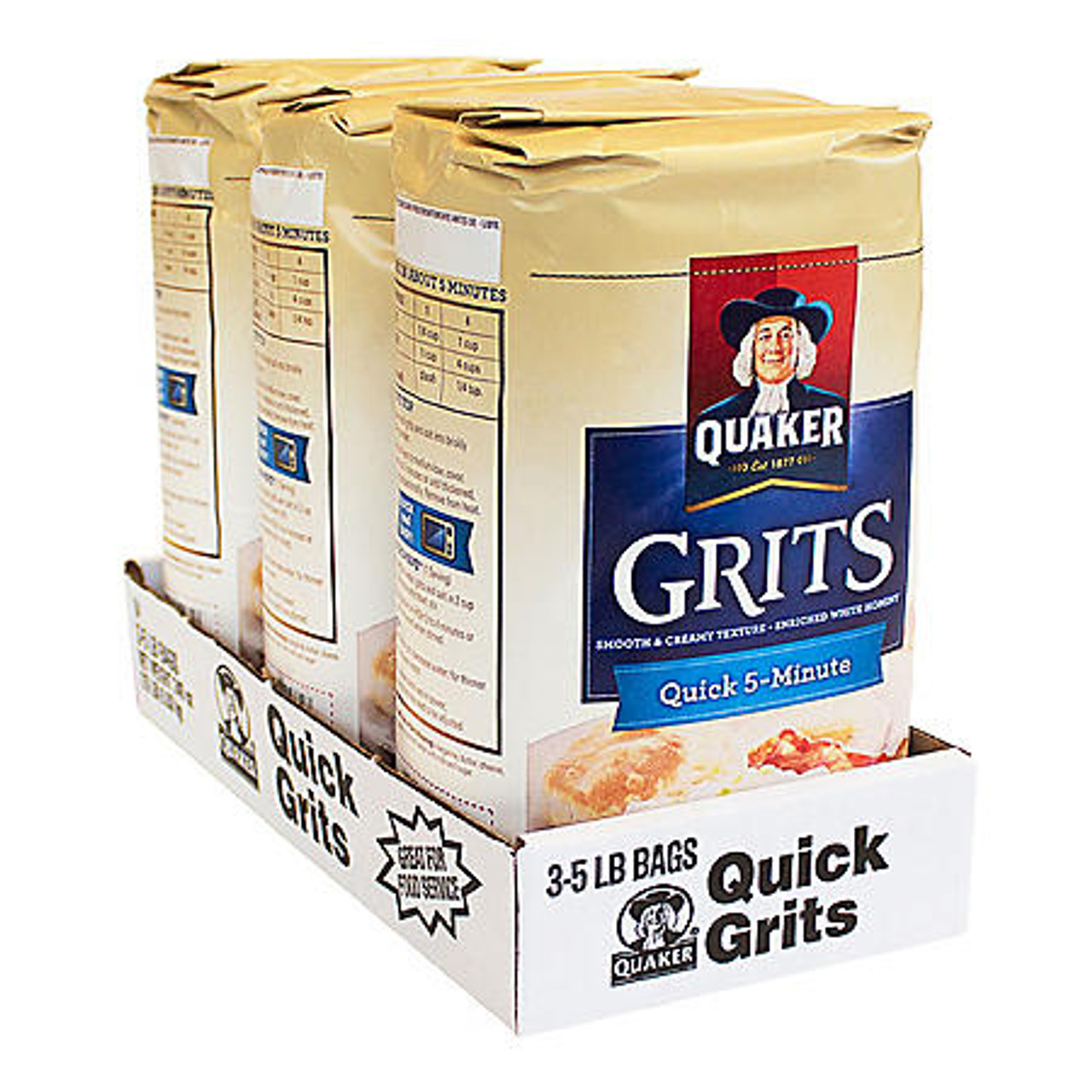 Quaker Quick 5-Minute Grits (5 lb., 3 pk.) - [From 51.00 - Choose pk Qty ] - *Ships from Miami