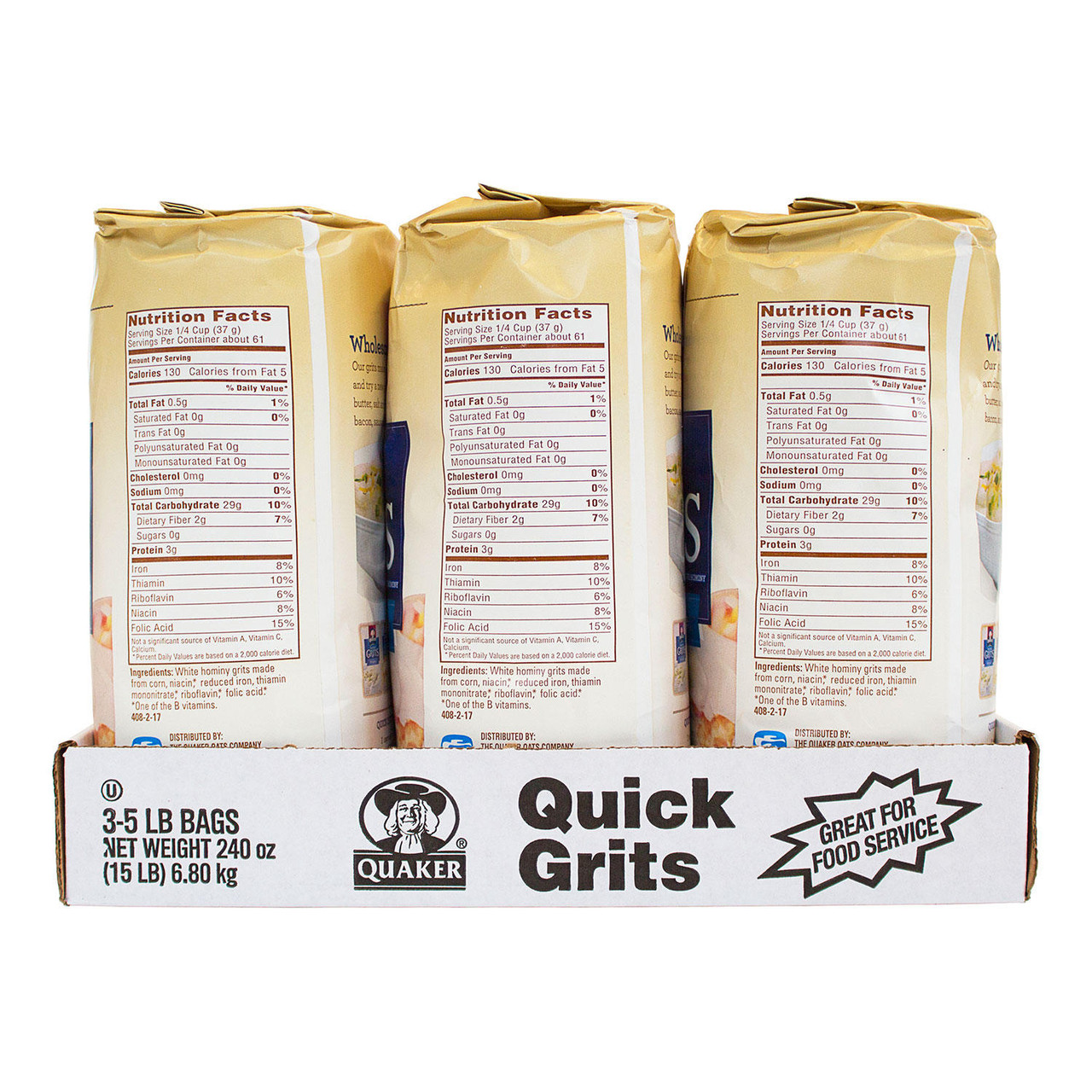 Quaker Quick 5-Minute Grits (5 lb., 3 pk.) - [From 51.00 - Choose pk Qty ] - *Ships from Miami