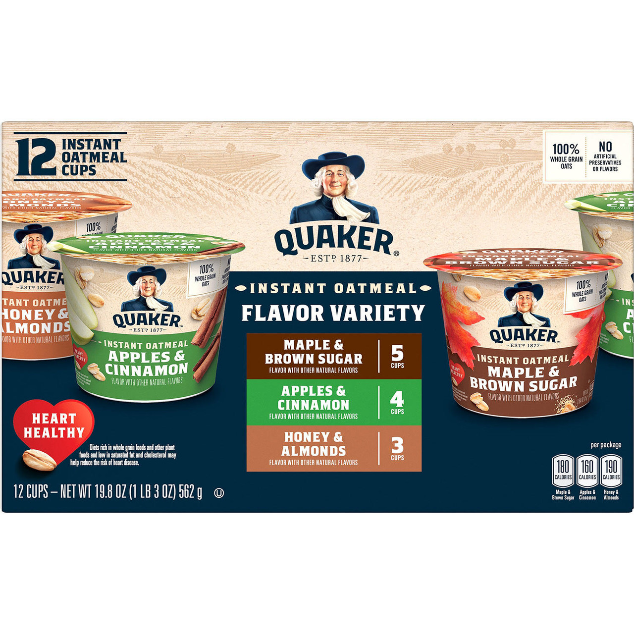 Quaker Instant Oatmeal Express Cups, Variety Pack (1.68 oz., 12 pk.) - *Pre-Order