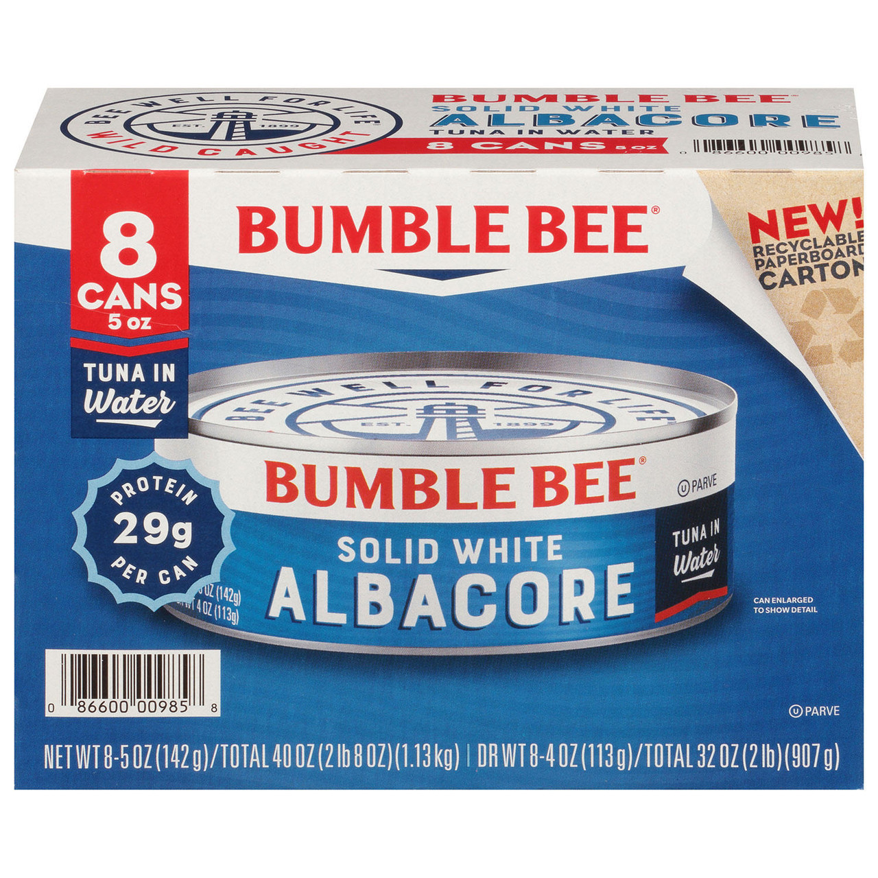 Bumble Bee Solid White Albacore in Water (5 oz., 8 pk.) - [From 68.00 - Choose pk Qty ] - *Ships from Miami