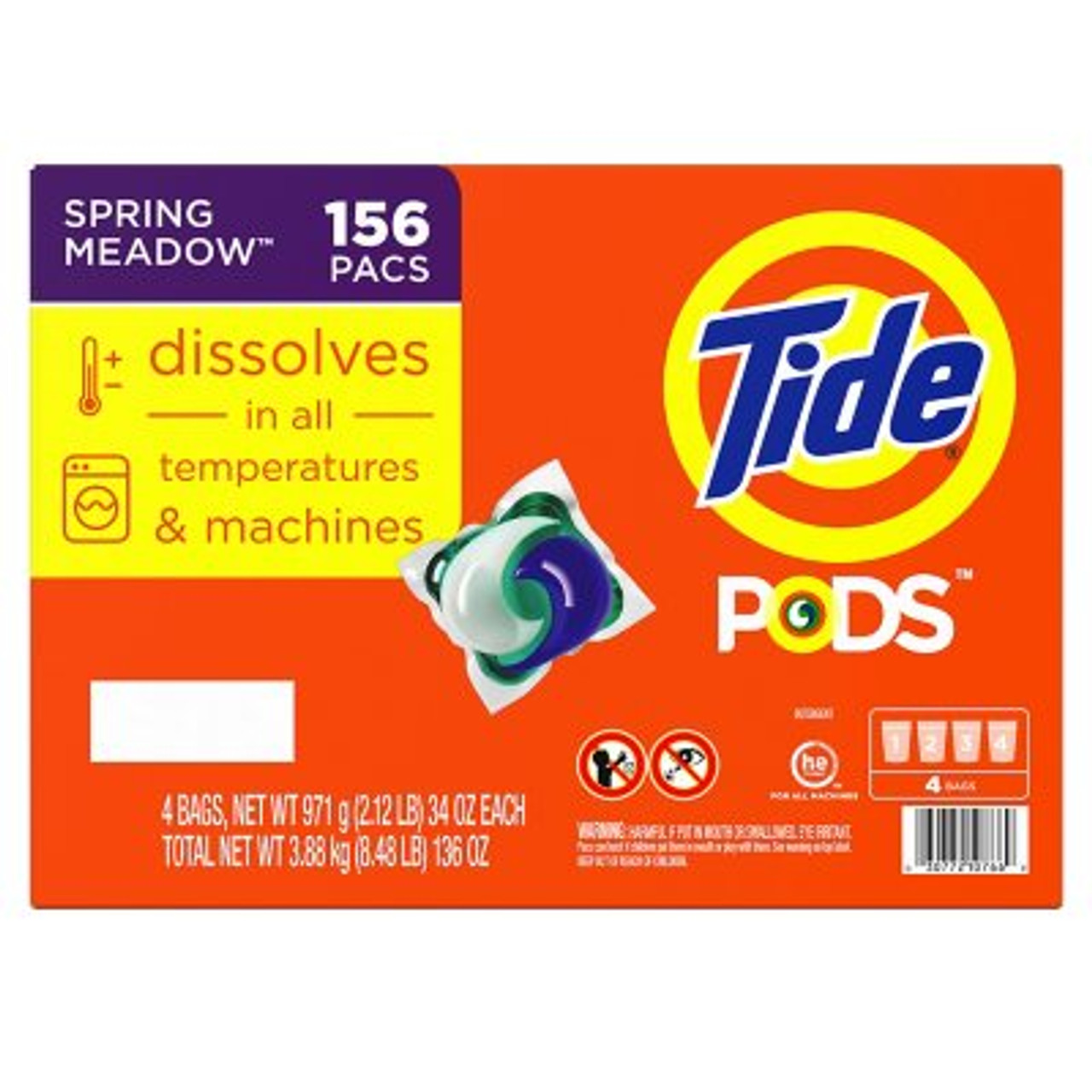 Tide PODS Liquid Laundry Detergent Pacs, Spring Meadow (156 ct.) - [From 100.00 - Choose pk Qty ] - *Ships from Miami