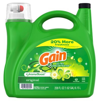 Gain Ultra Concentrated + Aroma Boost Laundry Detergent, Original Scent (208 fl. oz., 159 loads) - [From 90.00 - Choose pk Qty ] - *Ships from Miami