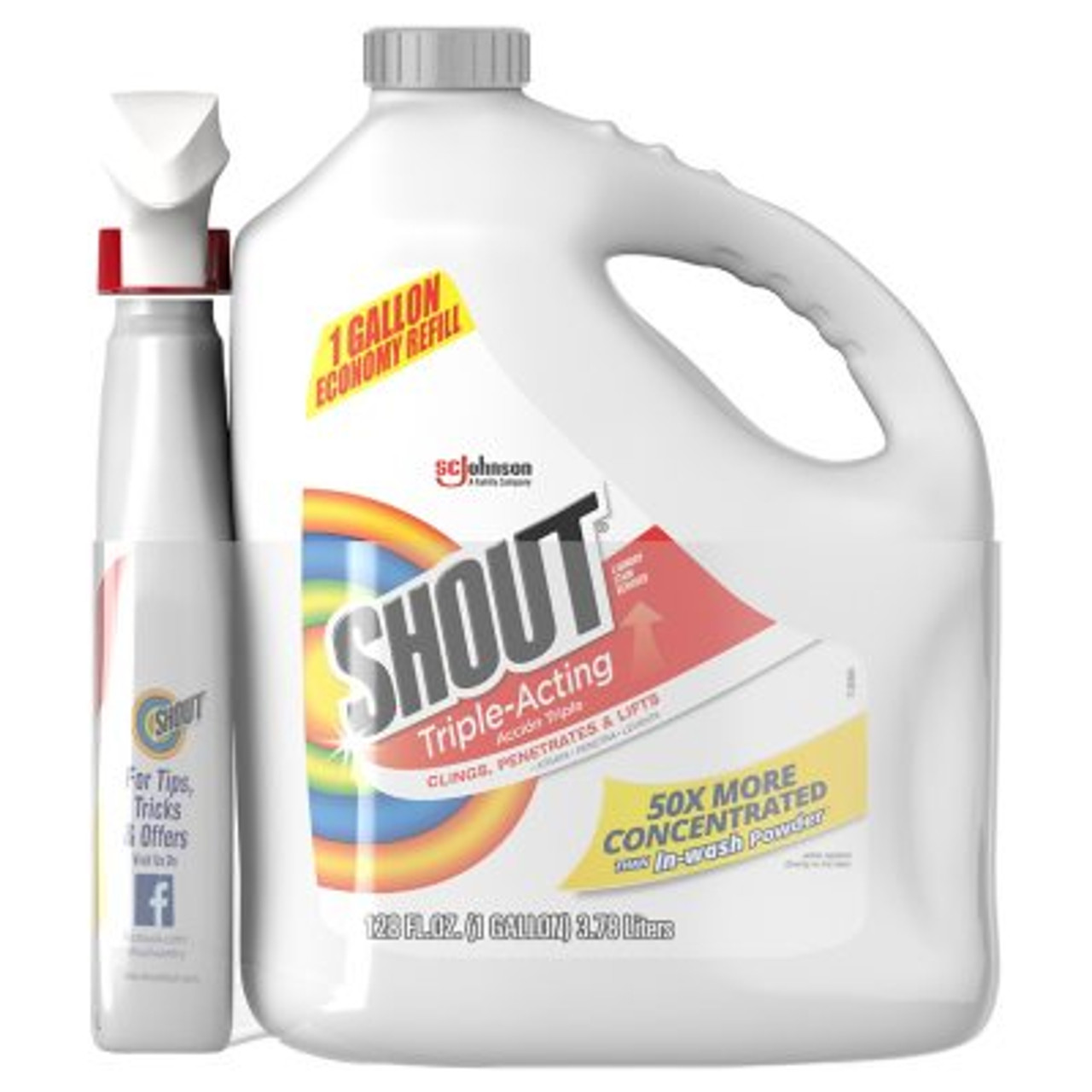 Shout Triple-Acting Laundry Stain Remover (128 fl. oz. refill + 22 fl. oz. trigger) - [From 54.00 - Choose pk Qty ] - *Ships from Miami