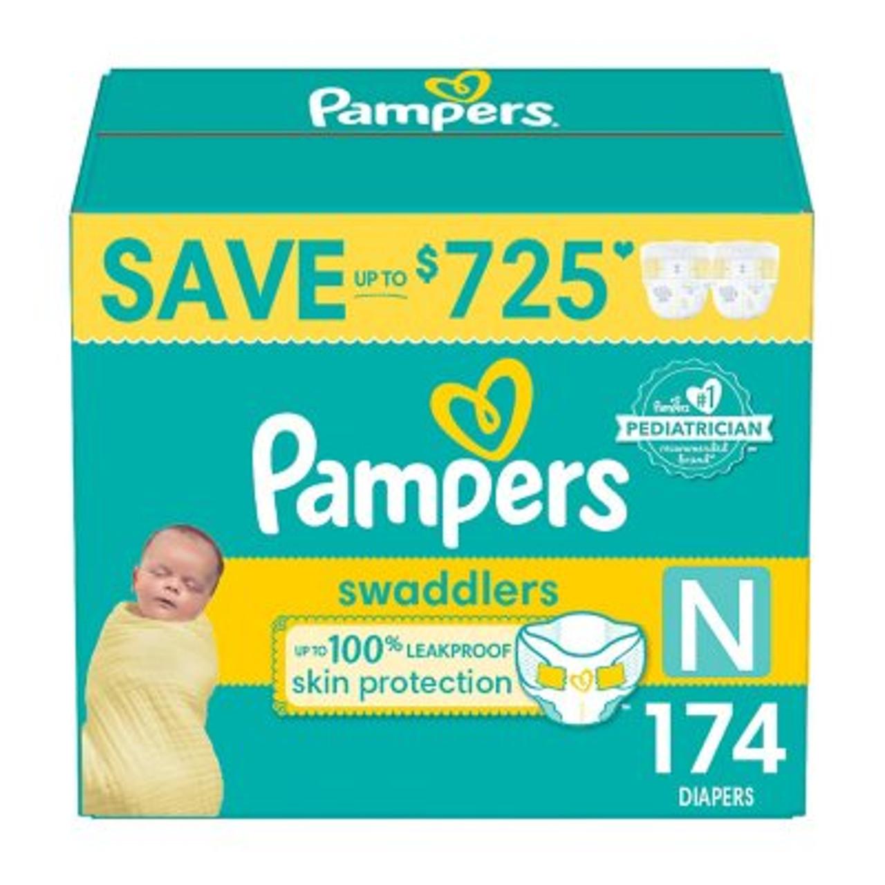 Pampers Swaddlers Softest Ever Diapers Newborn - 174 ct. ( >10 lbs.) - *Pre-Order