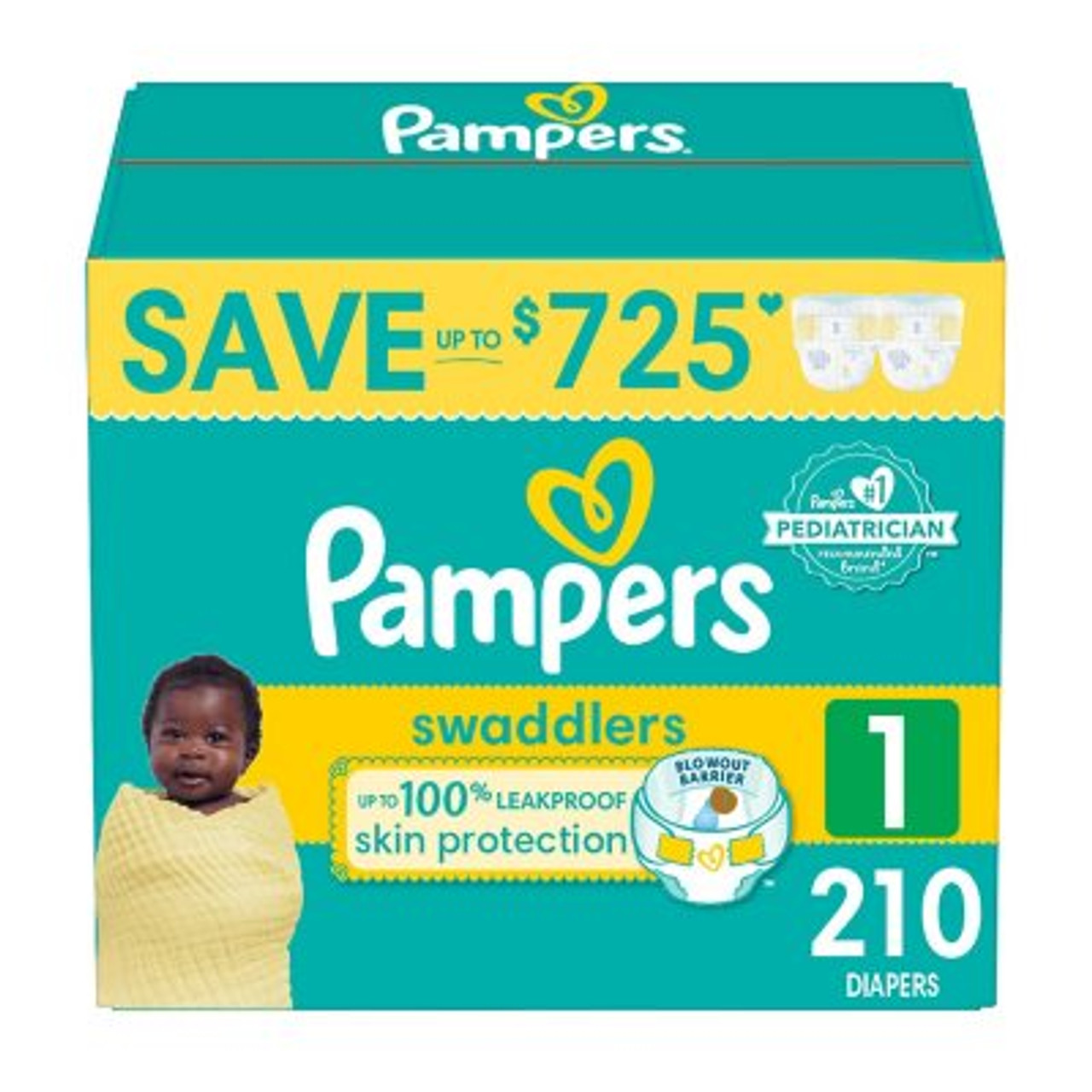 Pampers Swaddlers Softest Ever Diapers Size 1 - 210 ct. (8-14 lbs.) - *Pre-Order