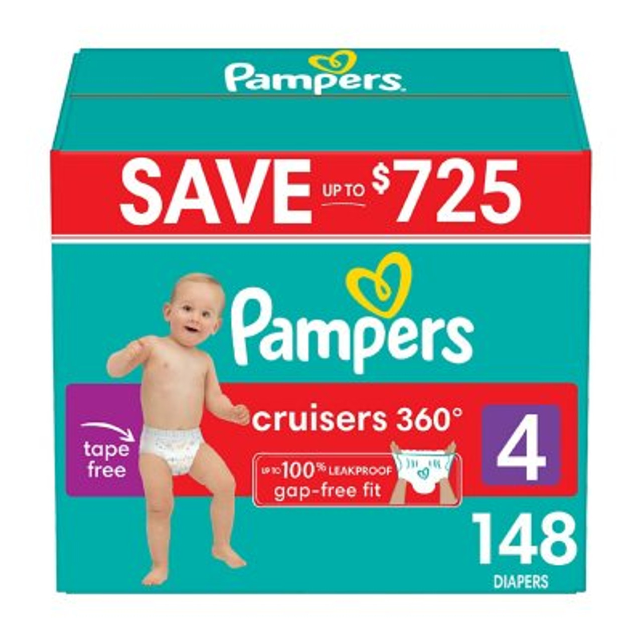 Pampers Cruisers 360 Diapers Gap-Free Fit Size 4 - 148 ct. (22-37 lbs.) - *Pre-Order