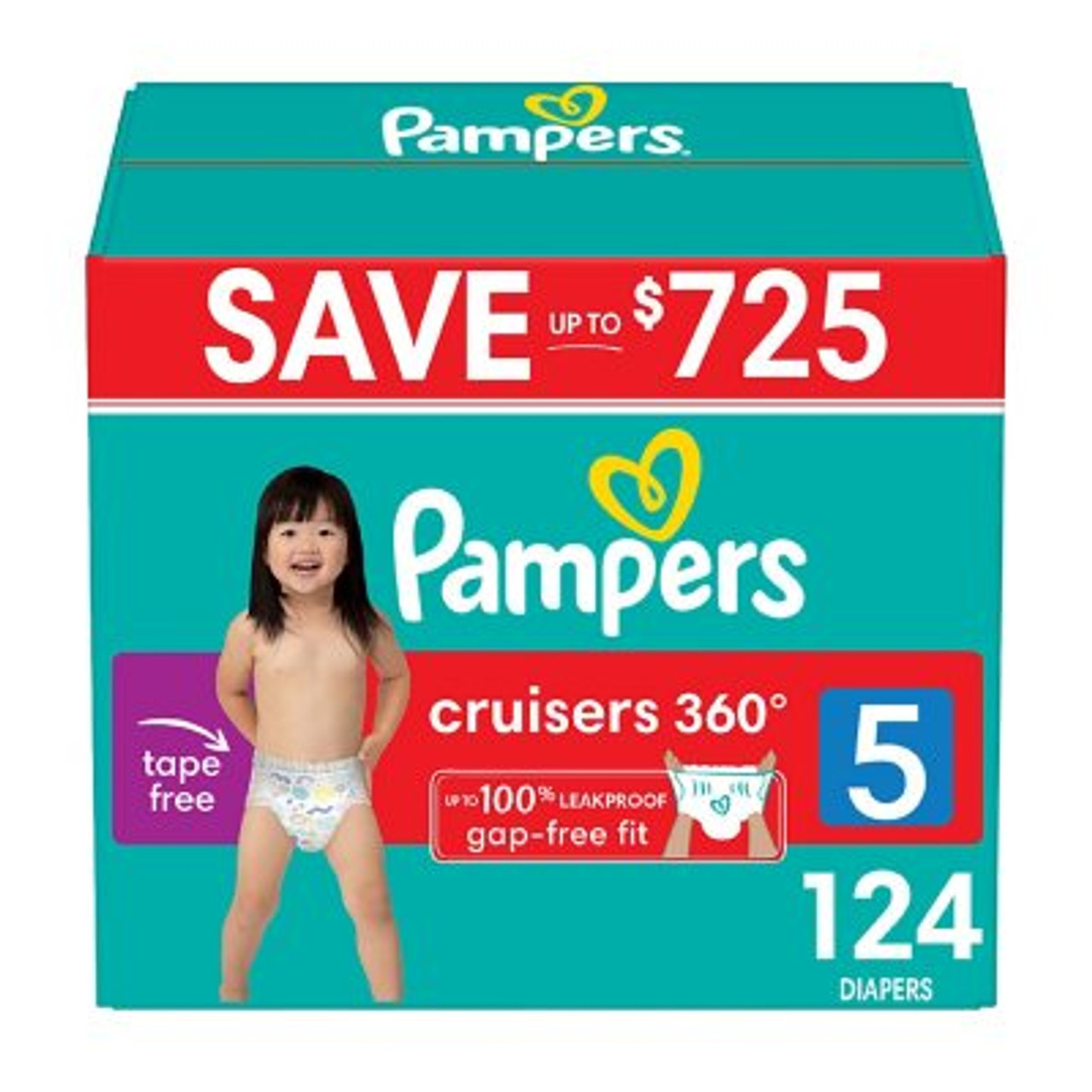 Pampers Cruisers 360 Diapers Gap-Free Fit Size 5 - 124 ct. (27+ lbs.) - *Pre-Order