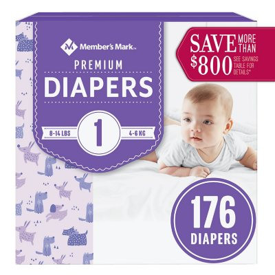 Member's Mark Premium Baby Diapers Size 1 - 176 ct. (8-14 lbs.) - [From 89.00 - Choose pk Qty ] - *Ships from Miami