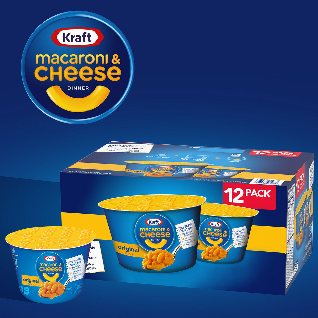 Kraft Original Macaroni and Cheese Easy Microwavable Dinner (12 pk.) - [From 57.00 - Choose pk Qty ] - *Ships from Miami