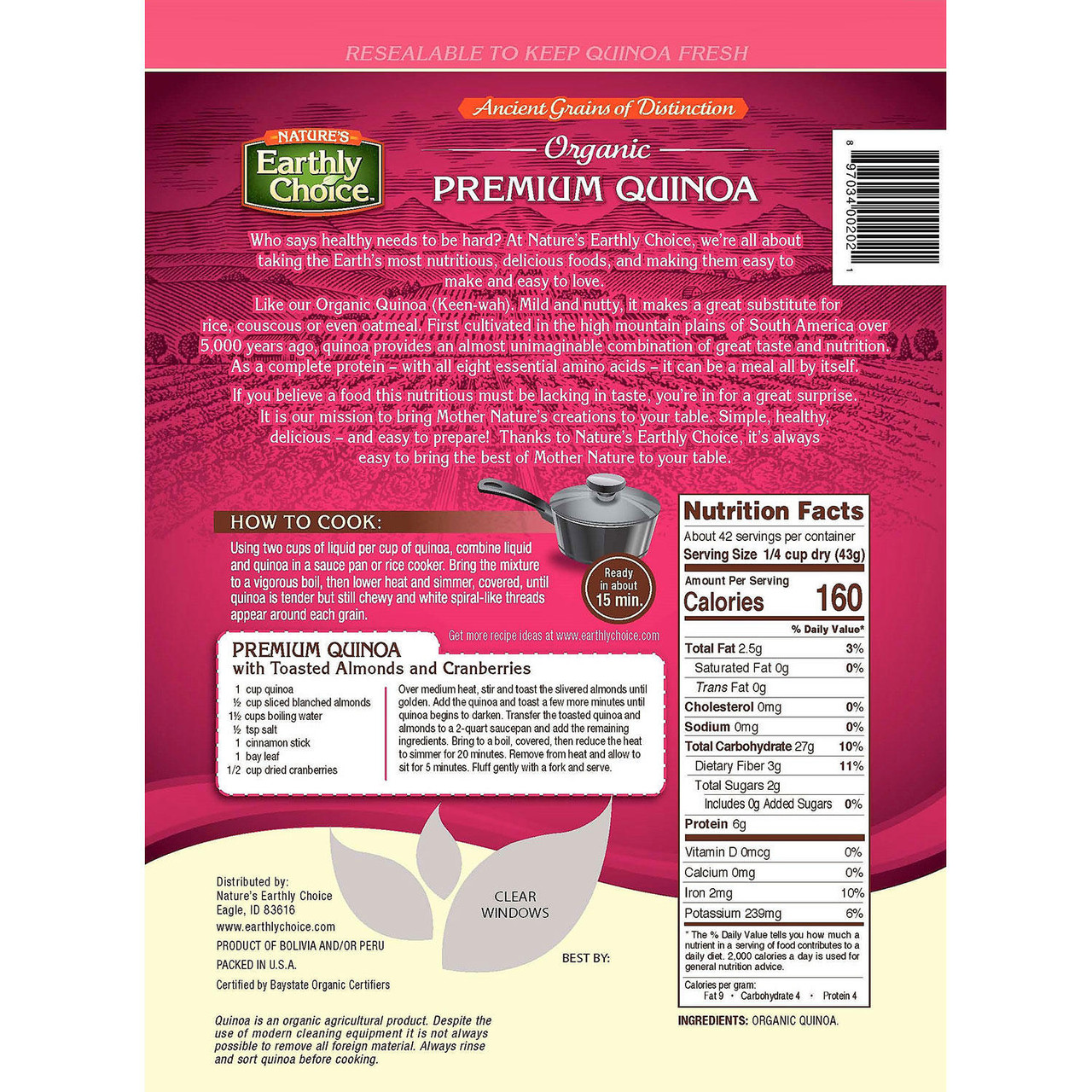 Nature's Earthly Choice Quinoa (64 oz.) - *Pre-Order