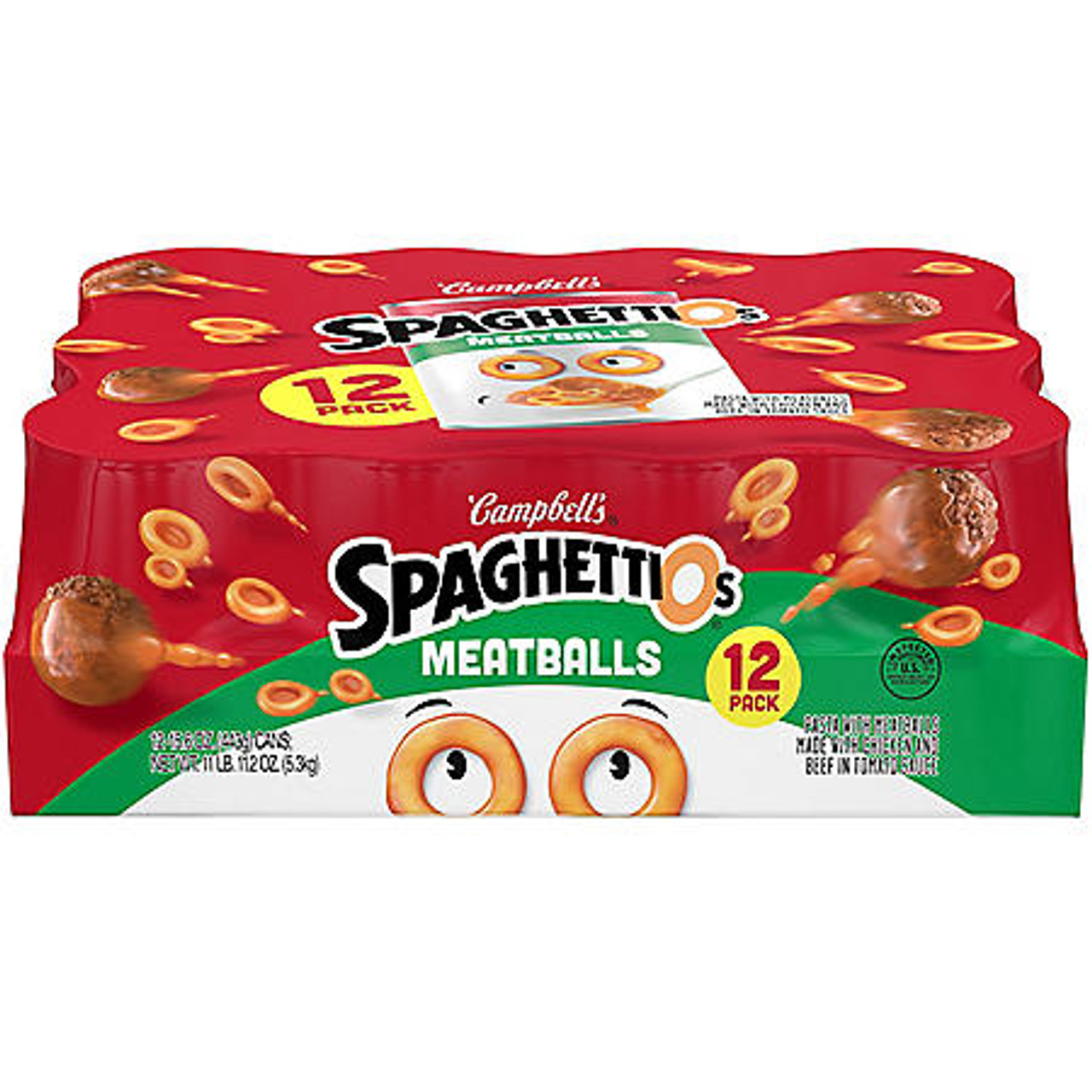 Campbell's SpaghettiOs Canned Pasta with Meatballs (15.6 oz., 12 pk.) - [From 58.00 - Choose pk Qty ] - *Ships from Miami