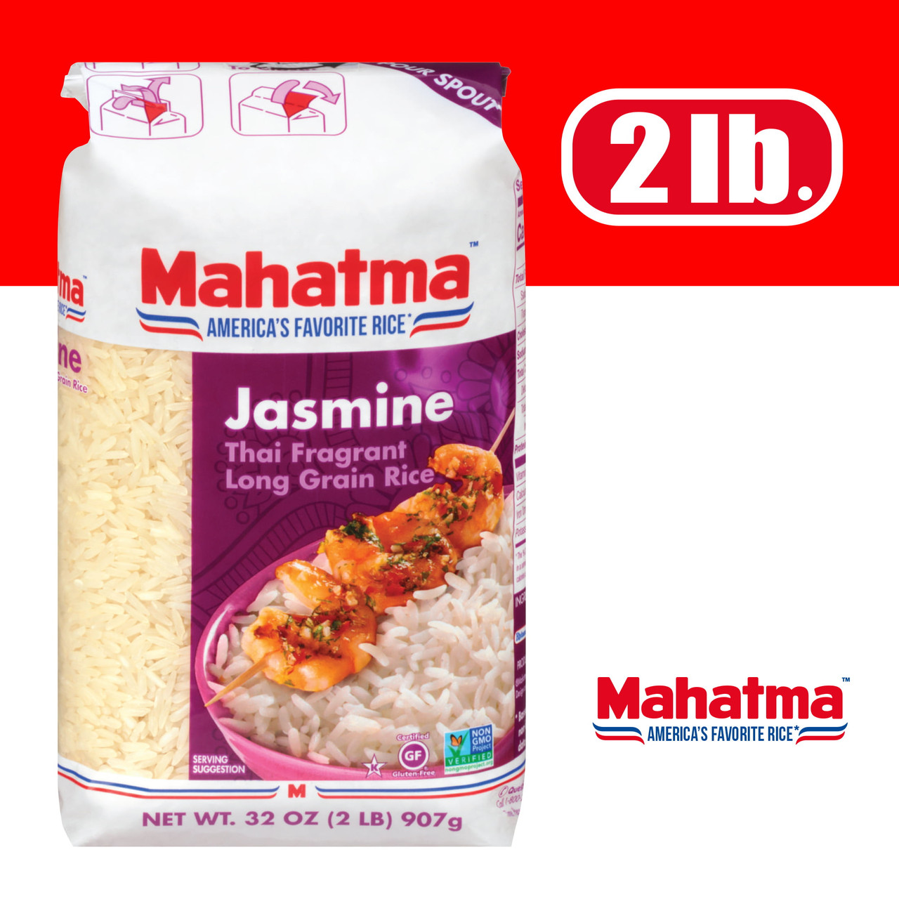 Mahatma Jasmine White Rice, Thai Fragrant Long Grain Rice, 2 lb Bag - [From 18.00 - Choose pk Qty ] - *Ships from Miami