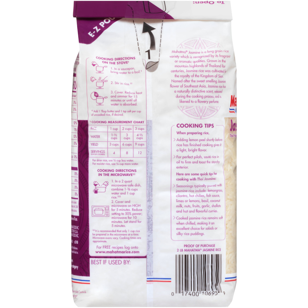 Mahatma Jasmine White Rice, Thai Fragrant Long Grain Rice, 2 lb Bag - [From 18.00 - Choose pk Qty ] - *Ships from Miami