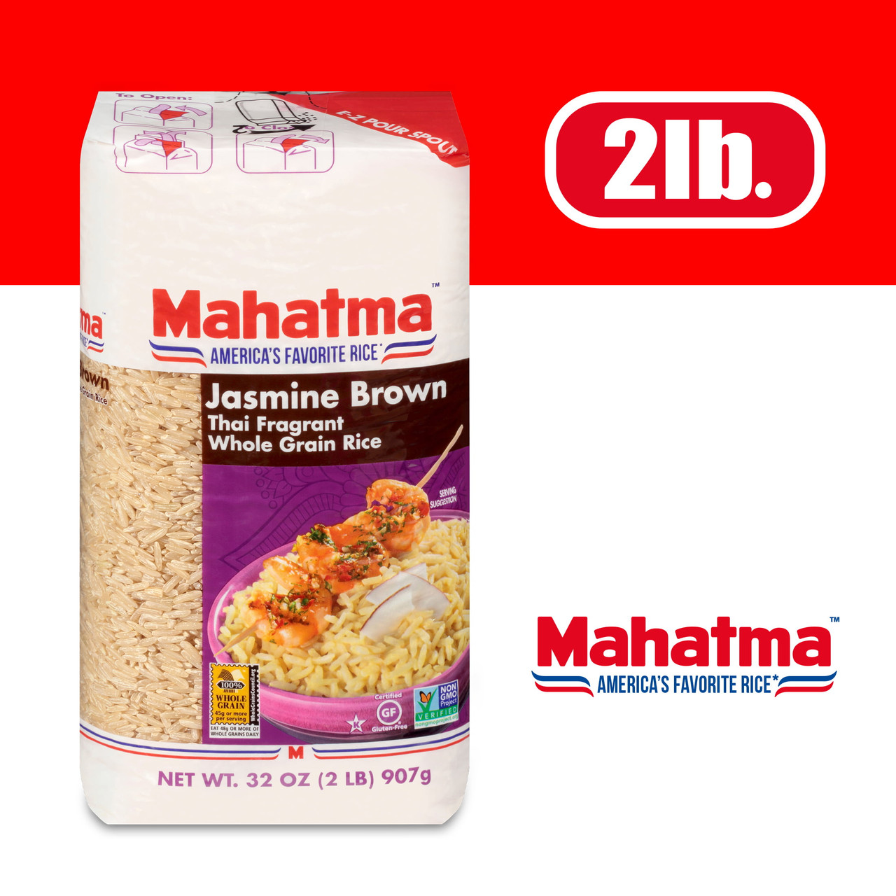 Mahatma Authentic Aromatic Jasmine Whole Grain Brown Rice 2 lb - [From 18.00 - Choose pk Qty ] - *Ships from Miami