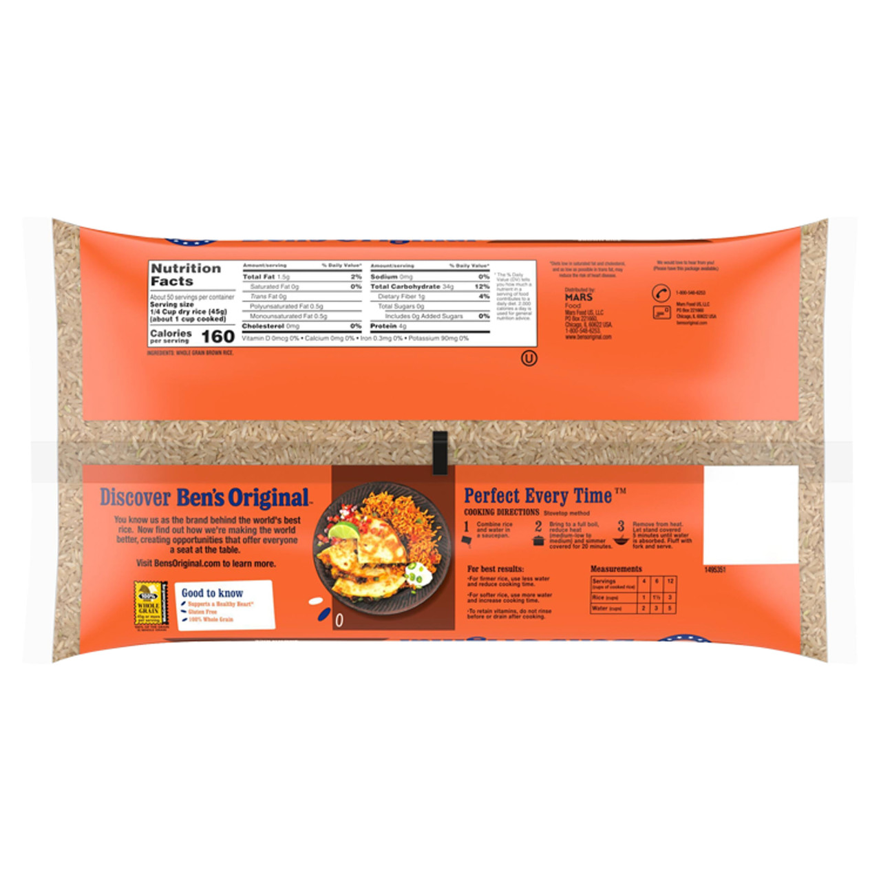 BEN'S ORIGINAL Whole Grain Brown Rice, 5 LB Bag - [From 37.00 - Choose pk Qty ] - *Ships from Miami