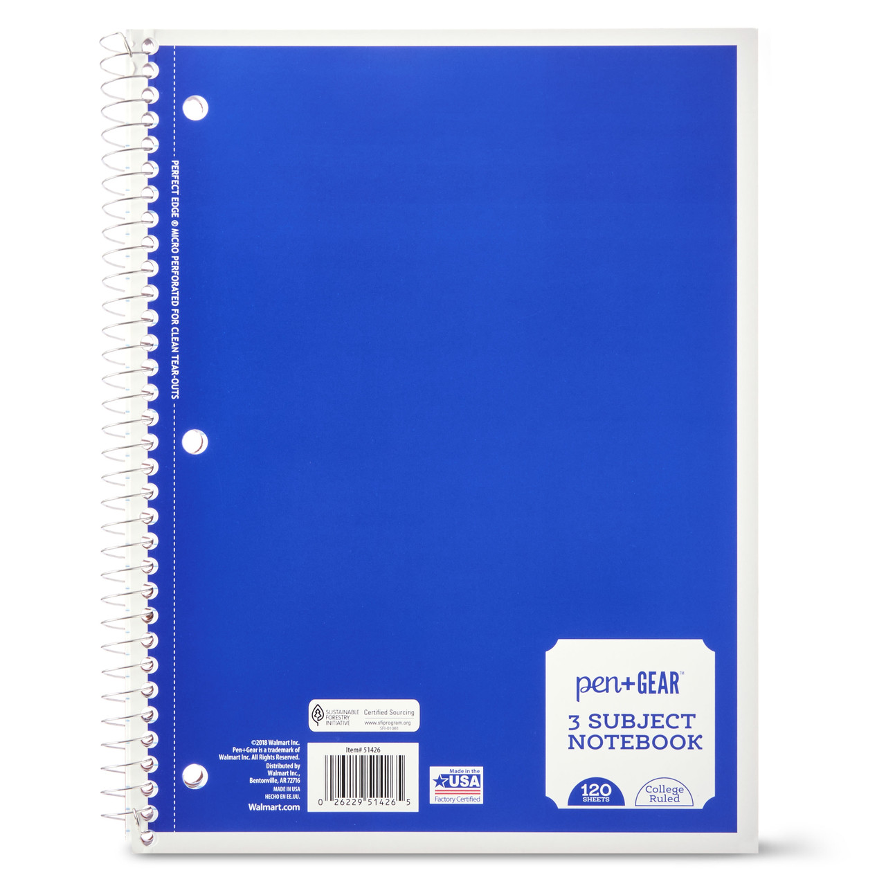 Pen Gear 3 Subject Notebook Wide Ruled 1 Sheets Assortment Pen Gear 3 Subject Notebook Wide Ruled 1 Sheets Assortment
