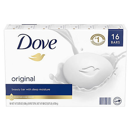 Dove Beauty Bar, Original White (3.75 oz., 16 ct.) - [From 72.00 - Choose pk Qty ] - *Ships from Miami