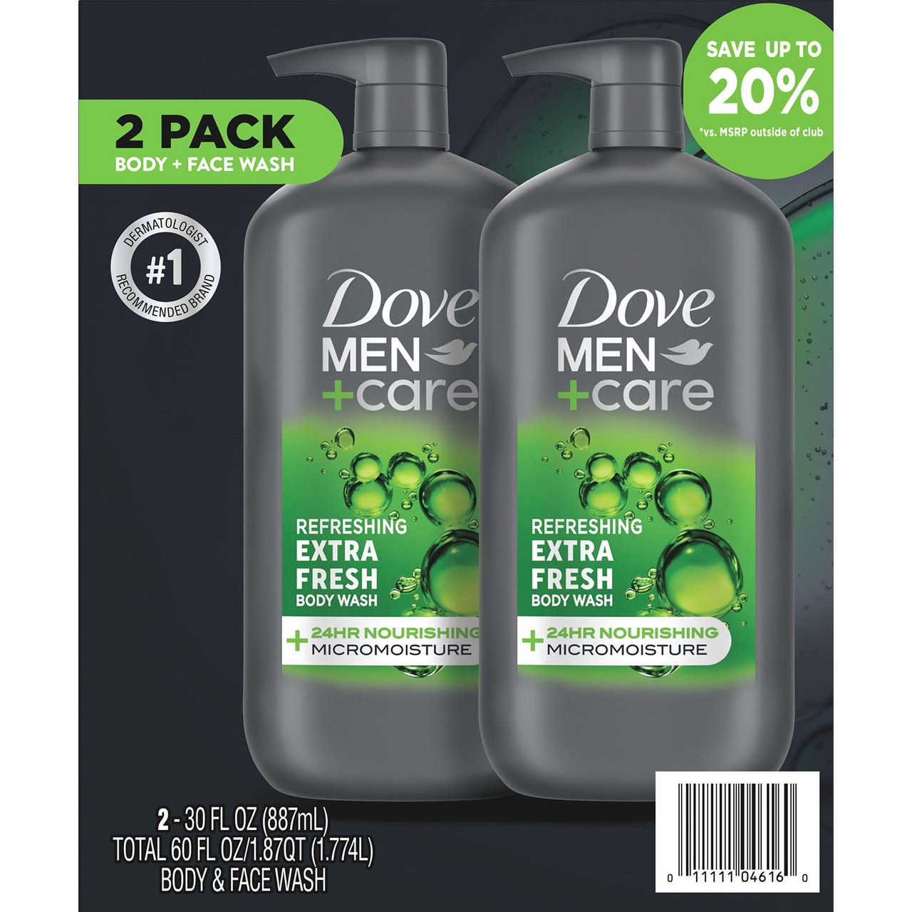 Dove Men+Care Body and Face Wash, Extra Fresh (30 fl. oz., 2 pk.) - [From 65.00 - Choose pk Qty ] - *Ships from Miami