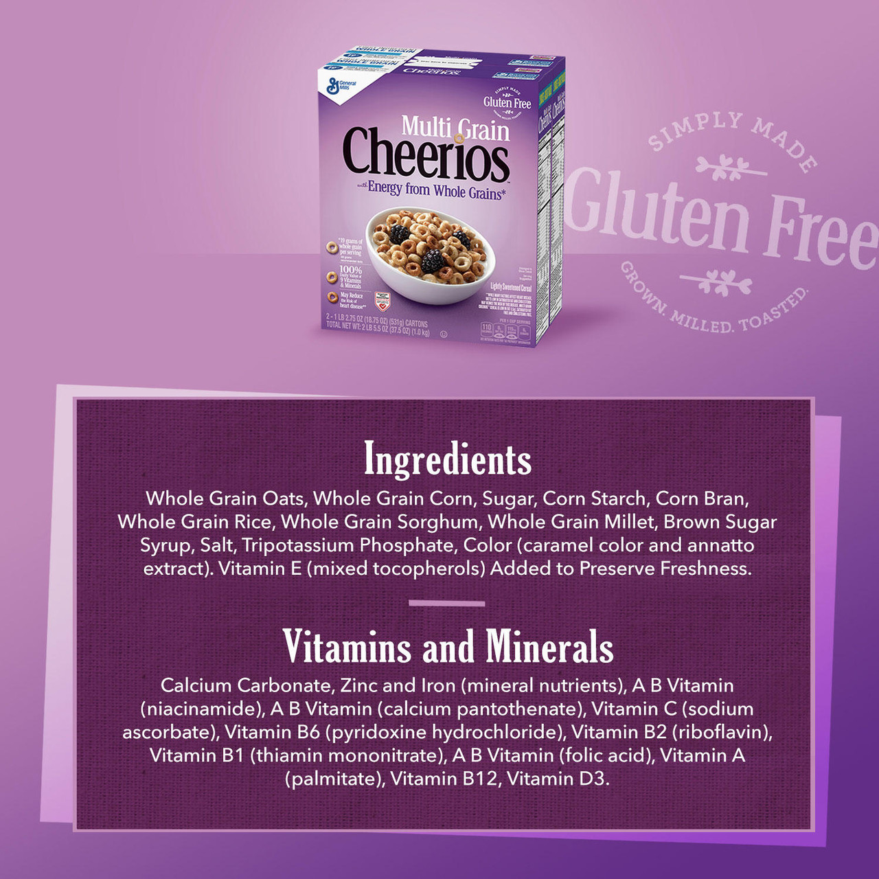 Multi-Grain Cheerios Gluten-Free Cereal (18.75 oz., 2 pk.) - [From 30.00 - Choose pk Qty ] - *Ships from Miami