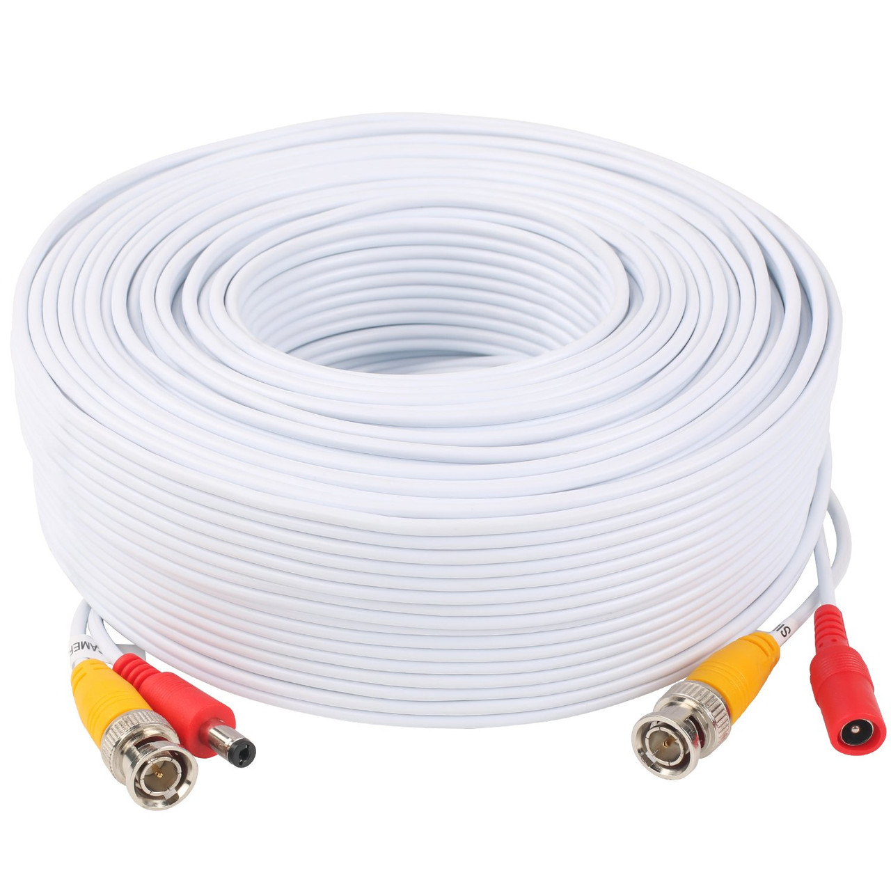 Postta 100Feet (30m ) All-in-One CCTV Video (BNC) + Power Cables , White - 4 Pack Kit - [From 110.00 - Choose pk Qty ] - *Ships from Miami