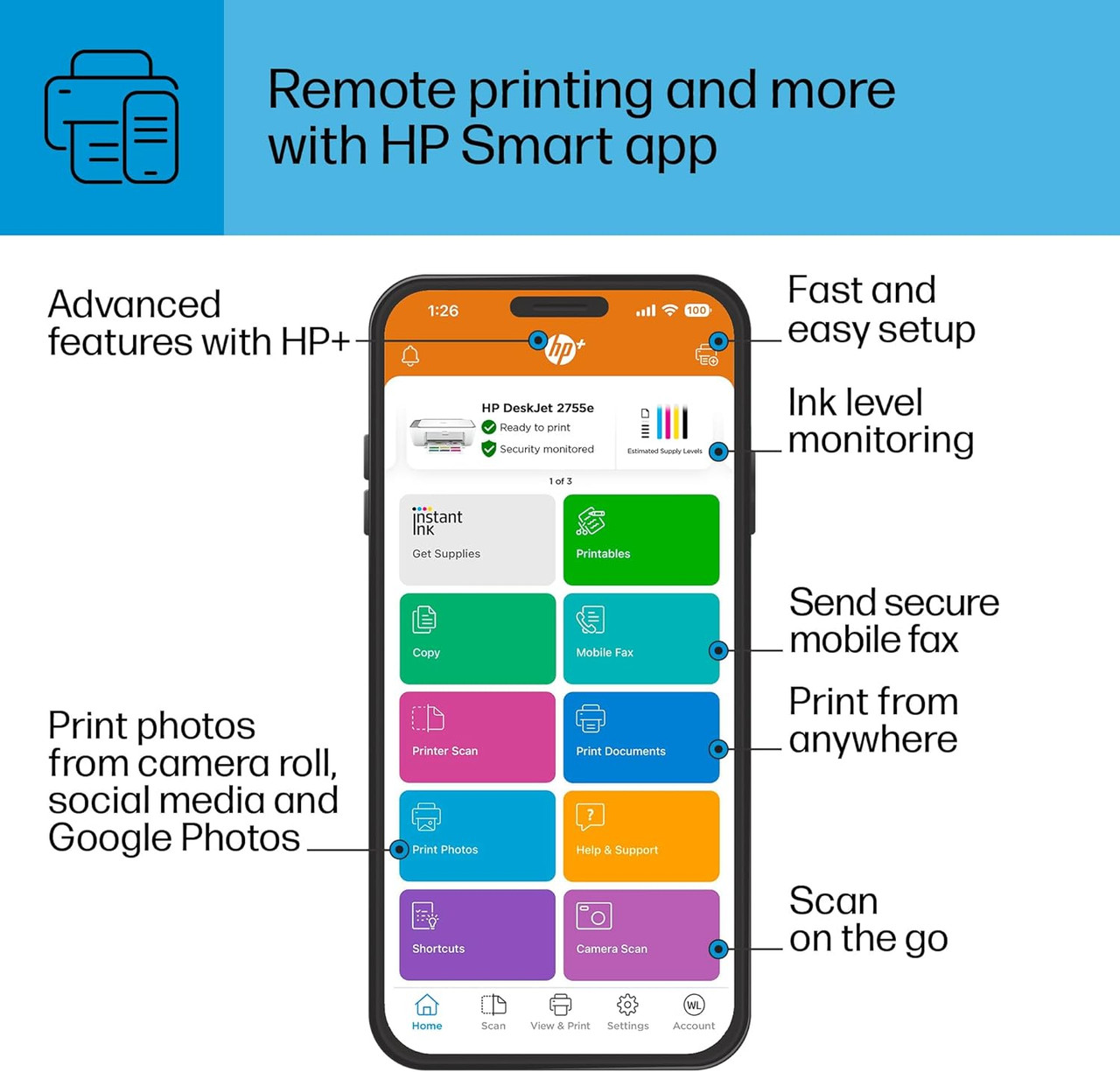 HP DeskJet 2755e Wireless Color Inkjet  All-in-One , Printer, Scanner, Copier - *Pre-Order