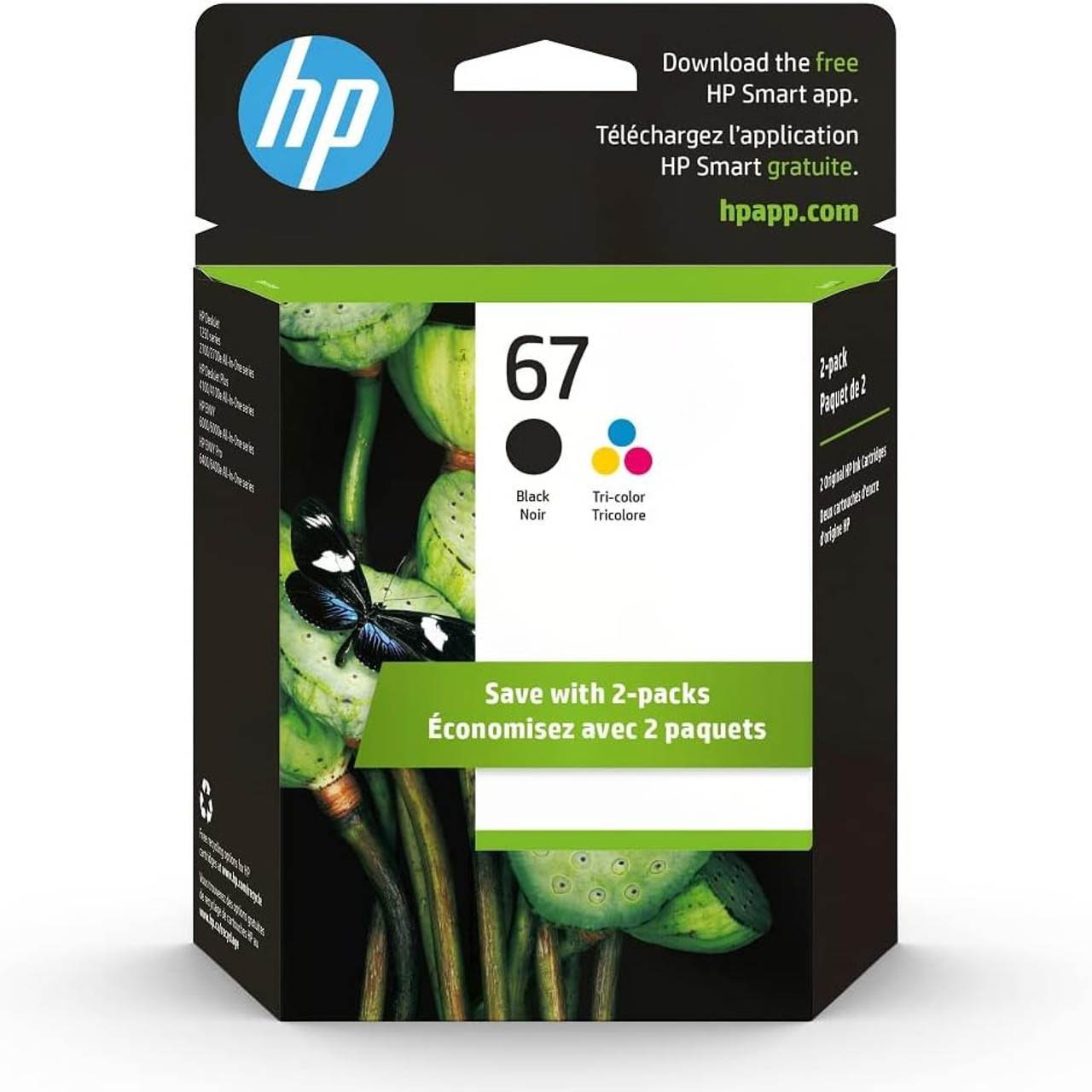 HP 67 (3YP29AN)  Black / Tri-Color Original Ink Cartridge (2 Pk) - [From 127.00 - Choose pk Qty ] - *Ships from Miami