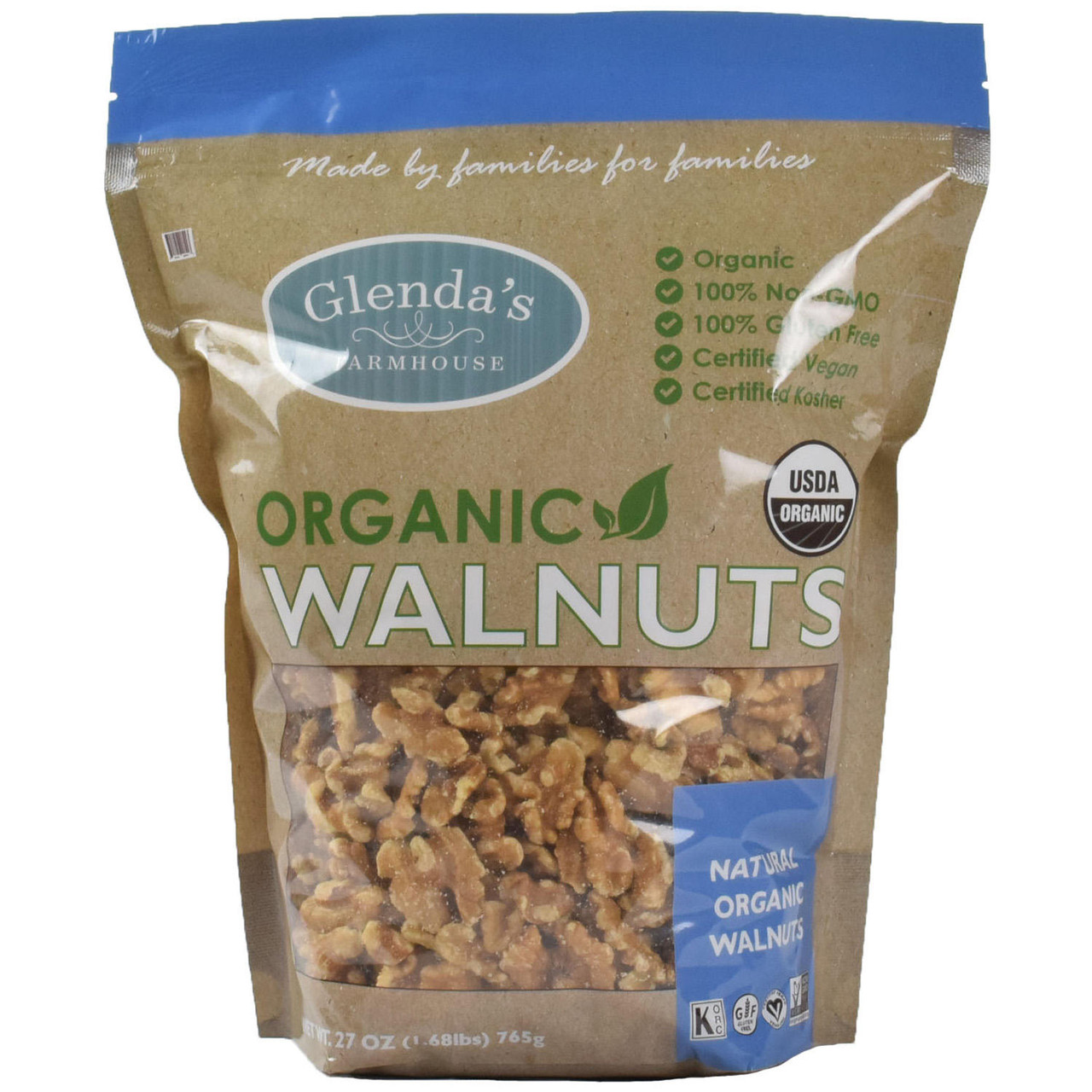 Glenda's Farmhouse Organic Walnuts (27 oz.) - [From 71.00 - Choose pk Qty ] - *Ships from Miami