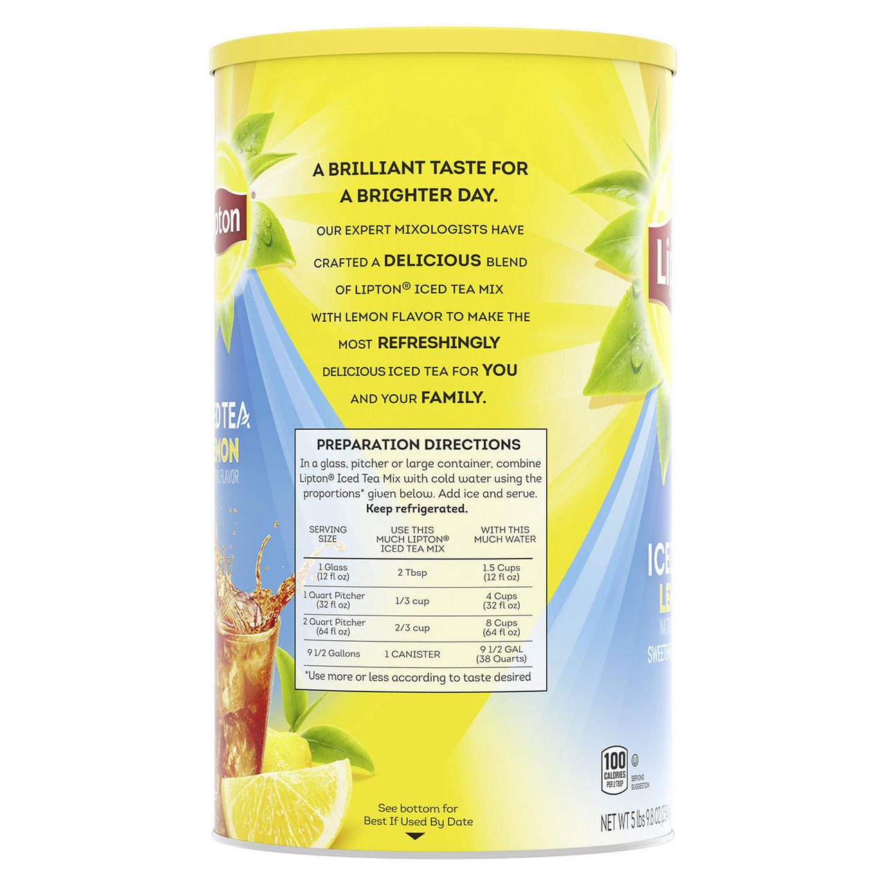 Lipton Lemon Iced Tea with Sugar Mix (89.8 oz.) - [From 41.00 - Choose pk Qty ] - *Ships from Miami