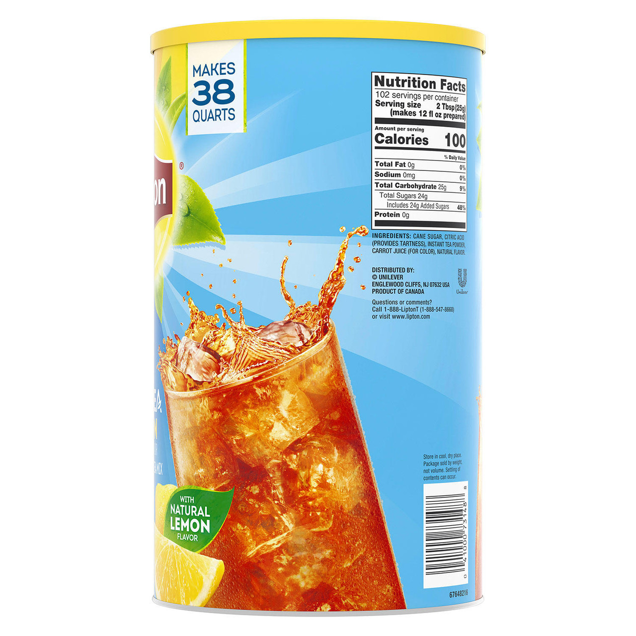 Lipton Lemon Iced Tea with Sugar Mix (89.8 oz.) - [From 42.00 - Choose pk Qty ] - *Ships from Miami