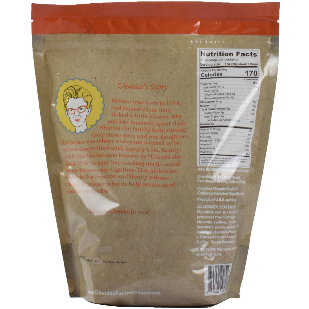 Glenda's Farmhouse Organic Almonds (27 oz.) - [From 60.00 - Choose pk Qty ] - *Ships from Miami