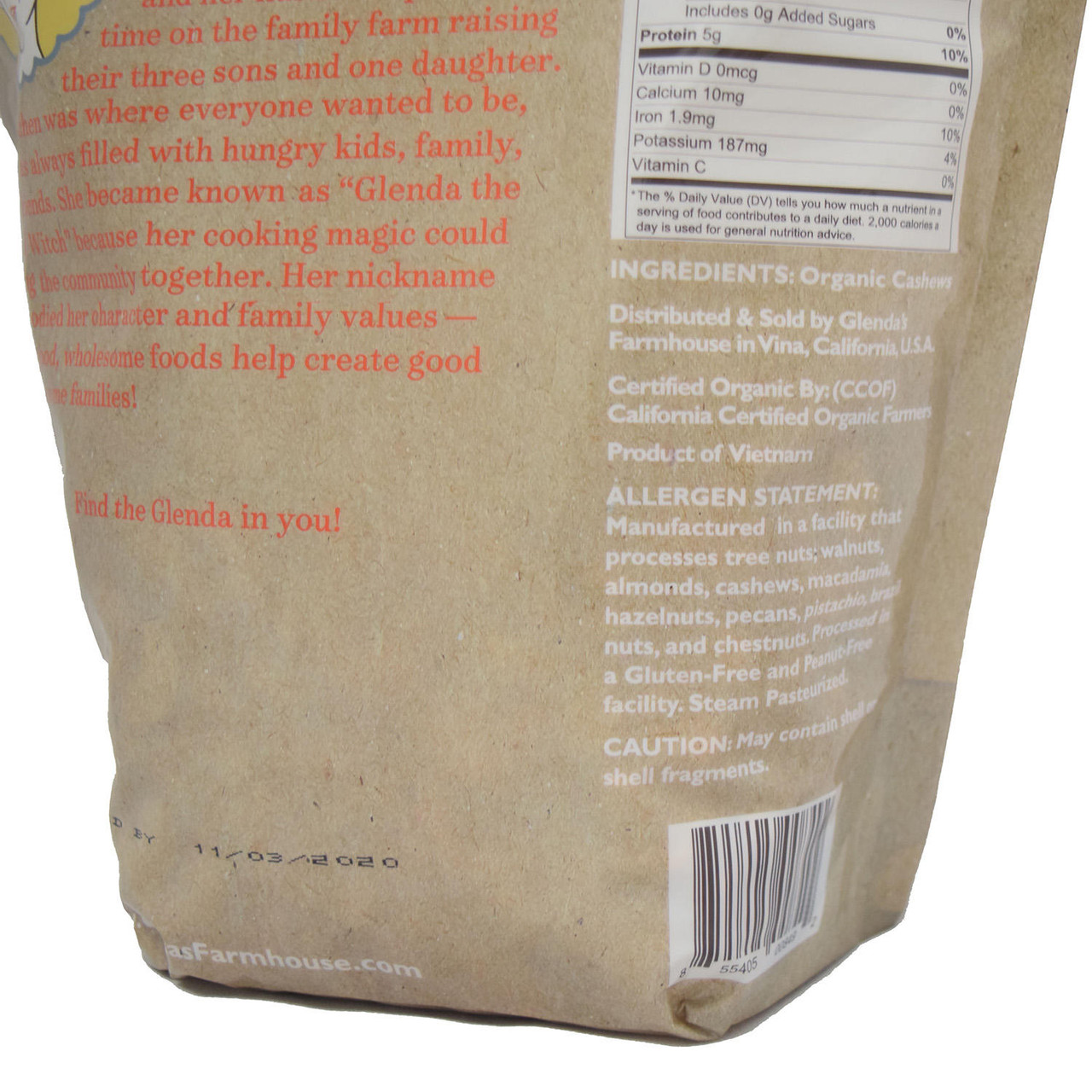 Glenda's Farmhouse Organic Almonds (27 oz.) - [From 60.00 - Choose pk Qty ] - *Ships from Miami