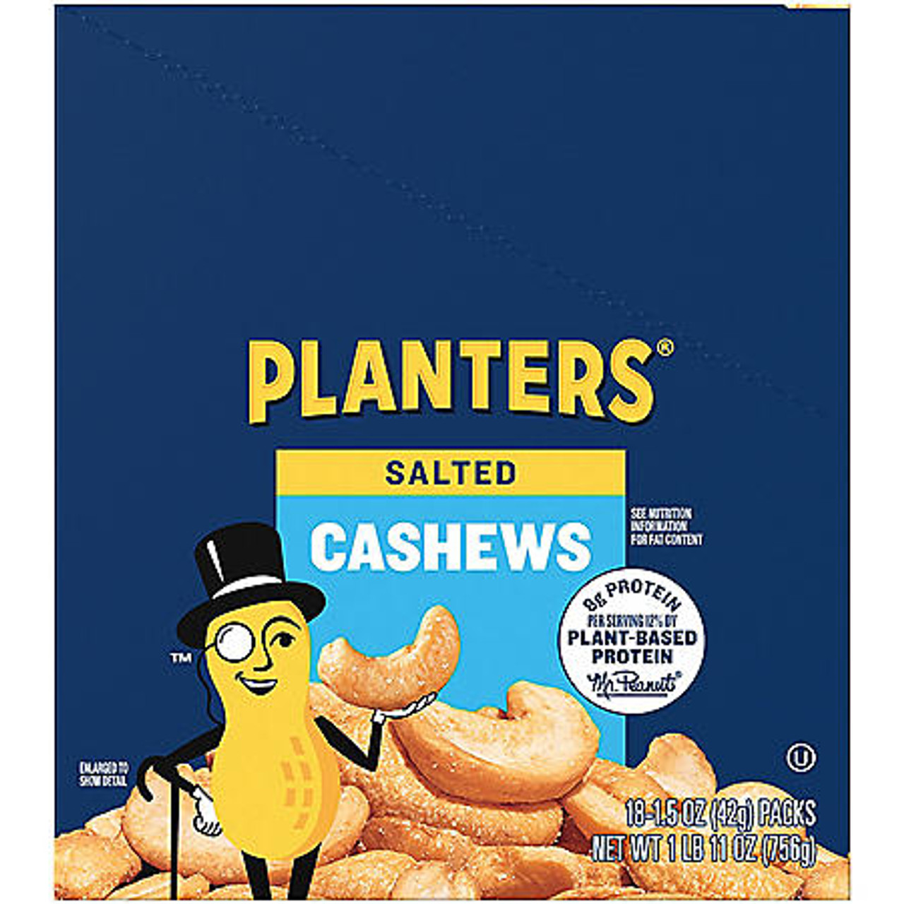 Planters Salted Cashews (1.5 oz. Pouches, 18 ct.) - [From 53.00 - Choose pk Qty ] - *Ships from Miami