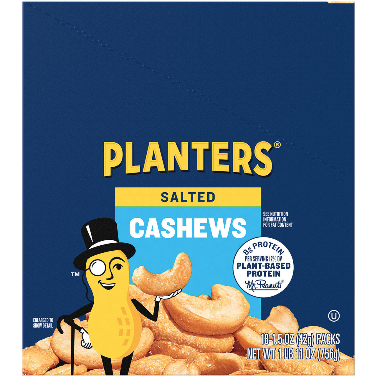 Planters Salted Cashews (1.5 oz. Pouches, 18 ct.) - [From 54.00 - Choose pk Qty ] - *Ships from Miami