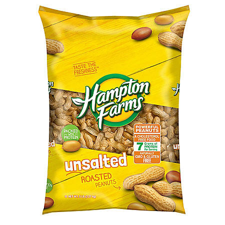 Hampton Farms Unsalted In-Shell Peanuts (5lbs) - [From 30.00 - Choose pk Qty ] - *Ships from Miami