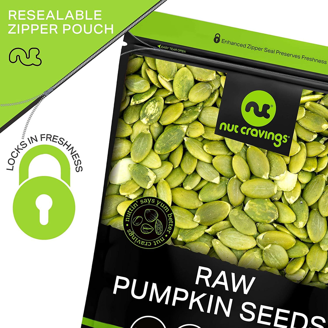 Raw Pumpkin Seeds Pepitas, Unsalted, No Shell (16oz - 1 lbs)by Nut Cravings - [From 59.00 - Choose pk Qty ] - *Ships from Miami